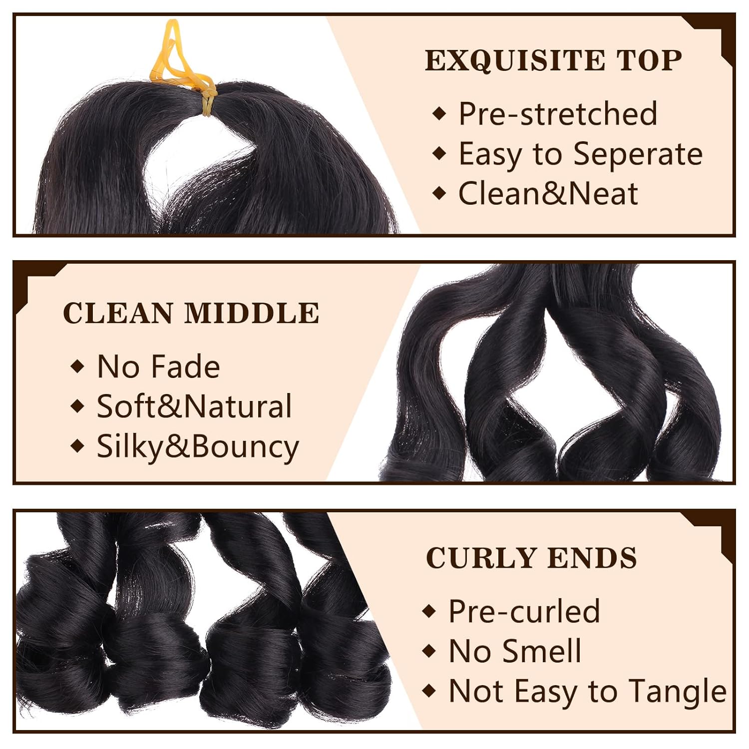 COOKOO 18 Inch 9 Pack French Curly Braiding Hair 1B Soft Bouncy Braids Hair 65gpack Premium Curly Braiding Hair French Curls Synthetic Hair