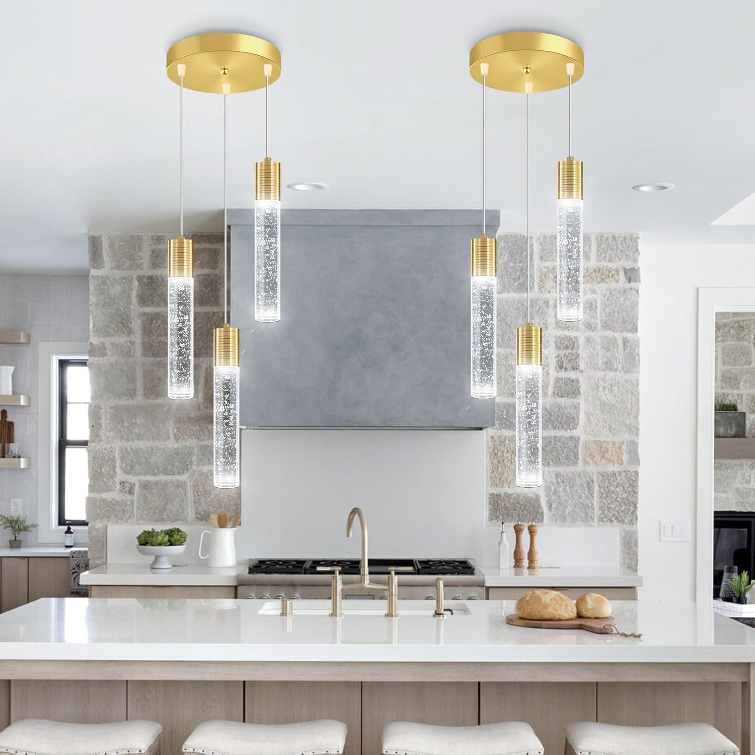 3 luces colgantes modernas LED para isla de cocina, luz colgante de burbuja, iluminación colgante para cocina, isla comedor, luces colgantes de