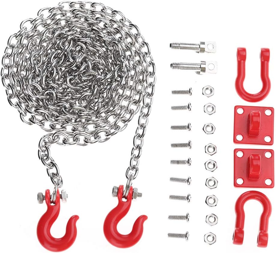 FOSA Cadena de gancho de remolque a control remoto para autos RC a escala 110, gancho de remolque en forma de U, piezas de montaje de metal para