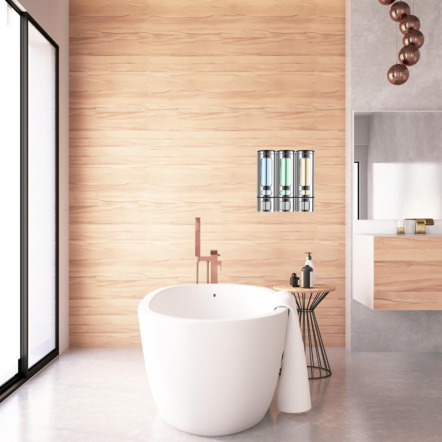 Dispensador de champú para pared de ducha, dispensador de jabón de ducha de 3 x 13.5 onzas montado en la pared, dispensador de champú de ducha de 3