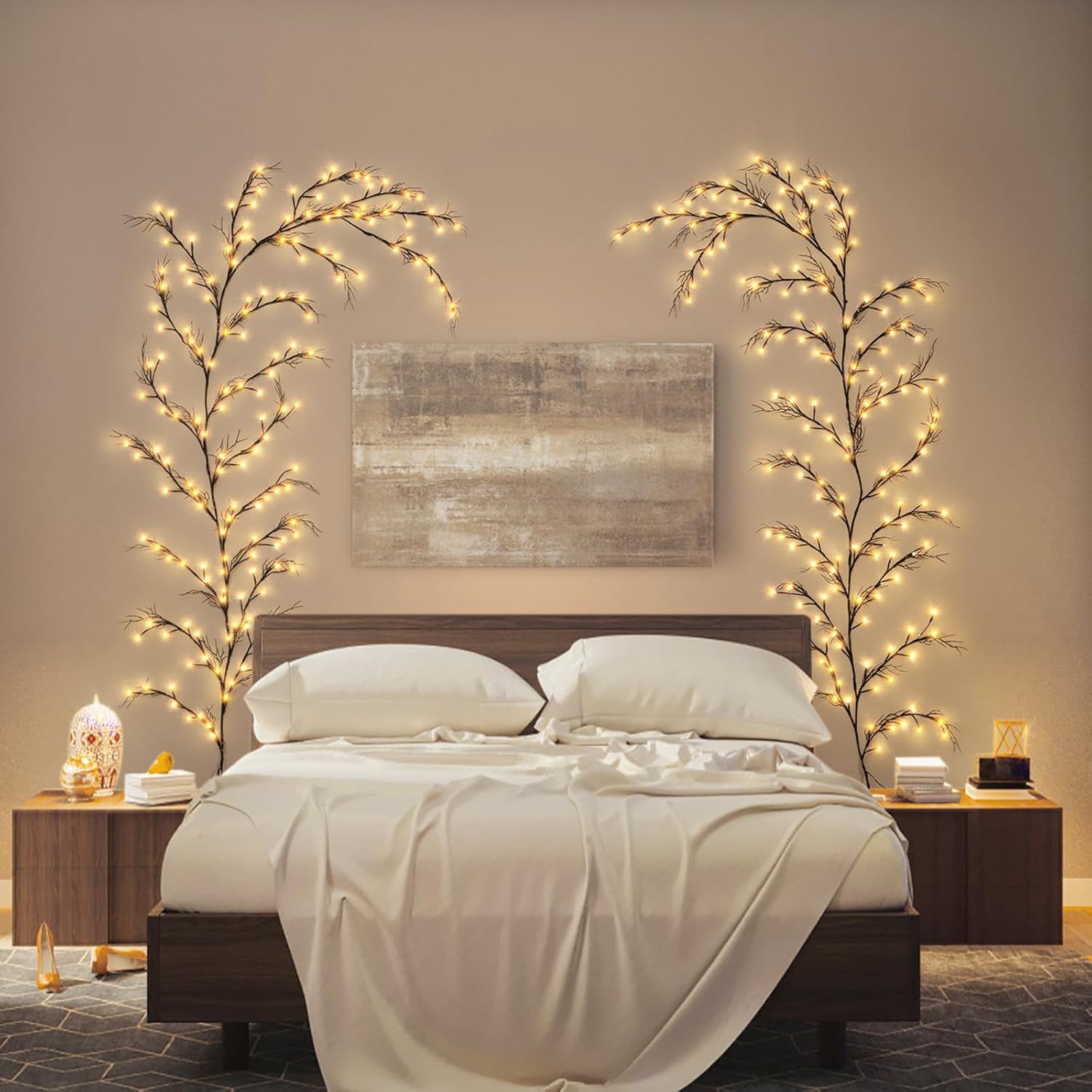 160 luces LED enchufables para decoración de habitación con control remoto, 8 modos y temporizador, luces artificiales de sauce de árbol para