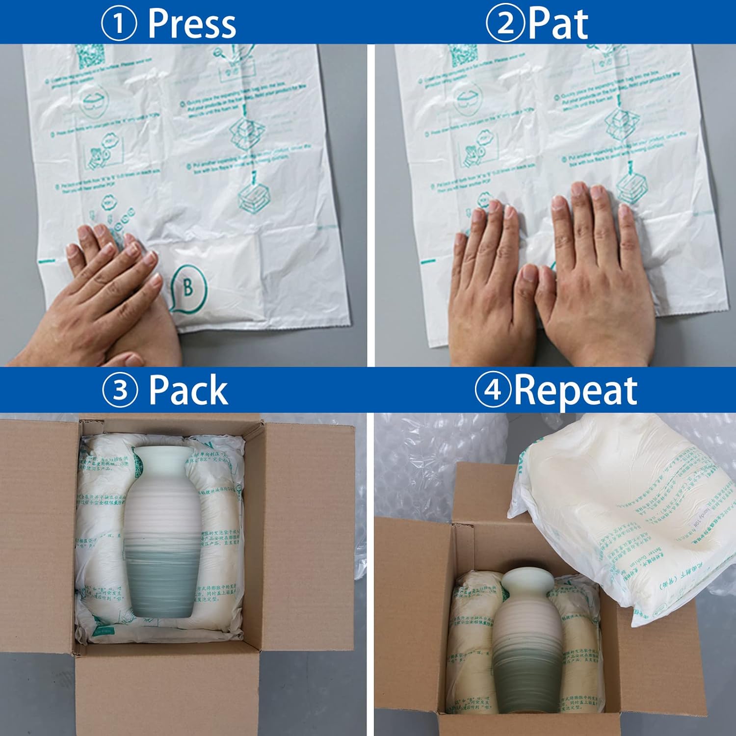 Bolsa de espuma para envío, paquete de 4 bolsas grandes de espuma expansible #40, bolsa de embalaje para embalaje (paquete de 4, 40)