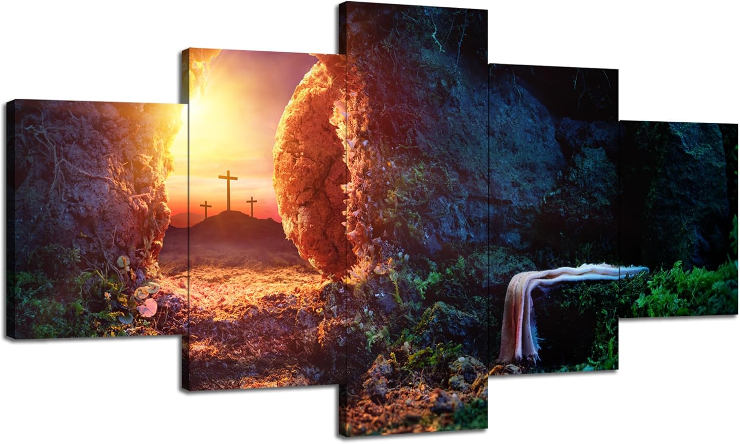 Decoración de Jesús para pared, diseño de resurrección de Jesús Chris, cuadro de tumba vacía, lienzo impreso con pintura cristiana, póster enmarcado