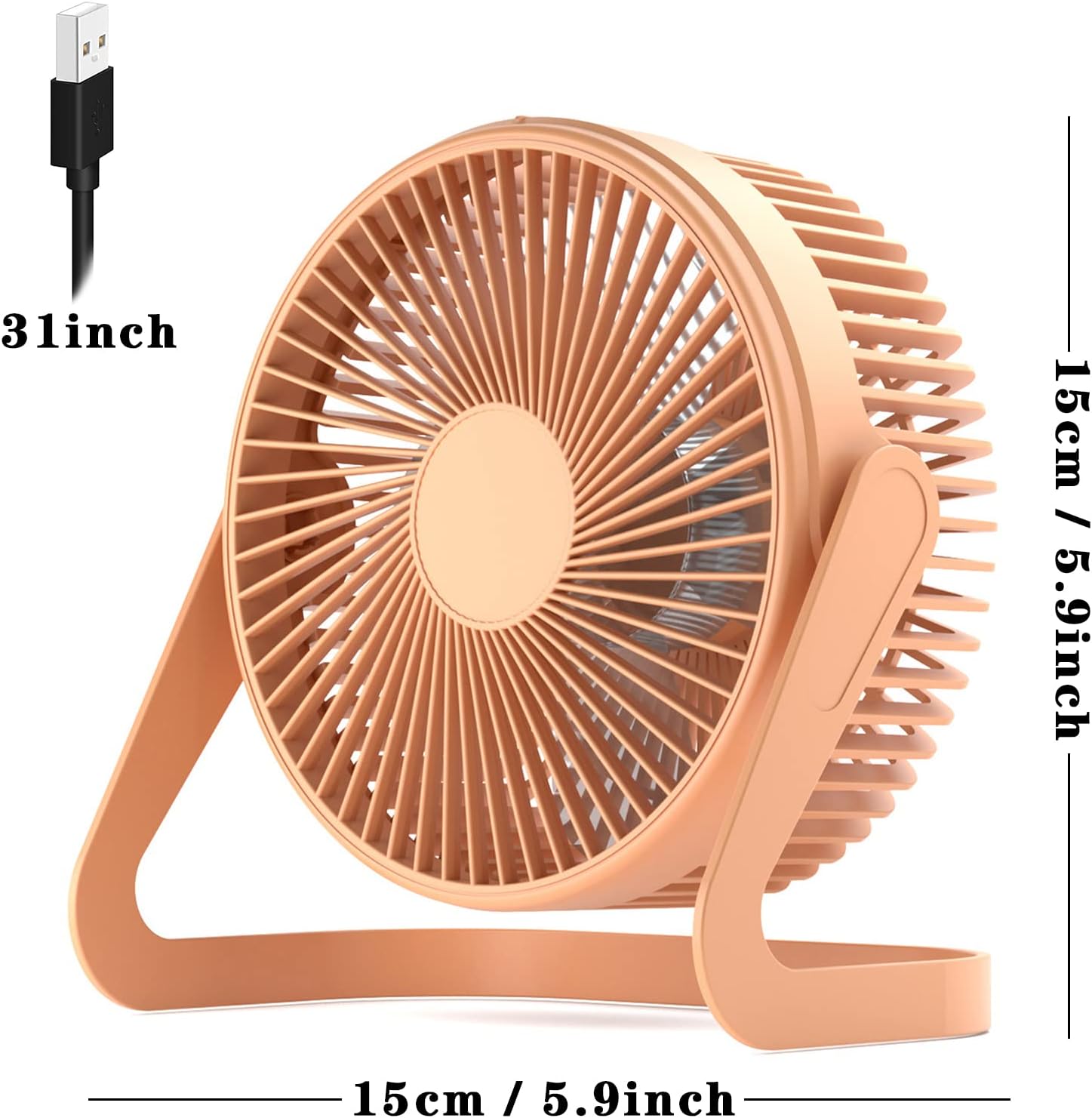 Ventilador pequeño de 6 pulgadas, ventilador de escritorio USB de 2 velocidades, flujo de aire fuerte, funcionamiento silencioso, ventilador de piso