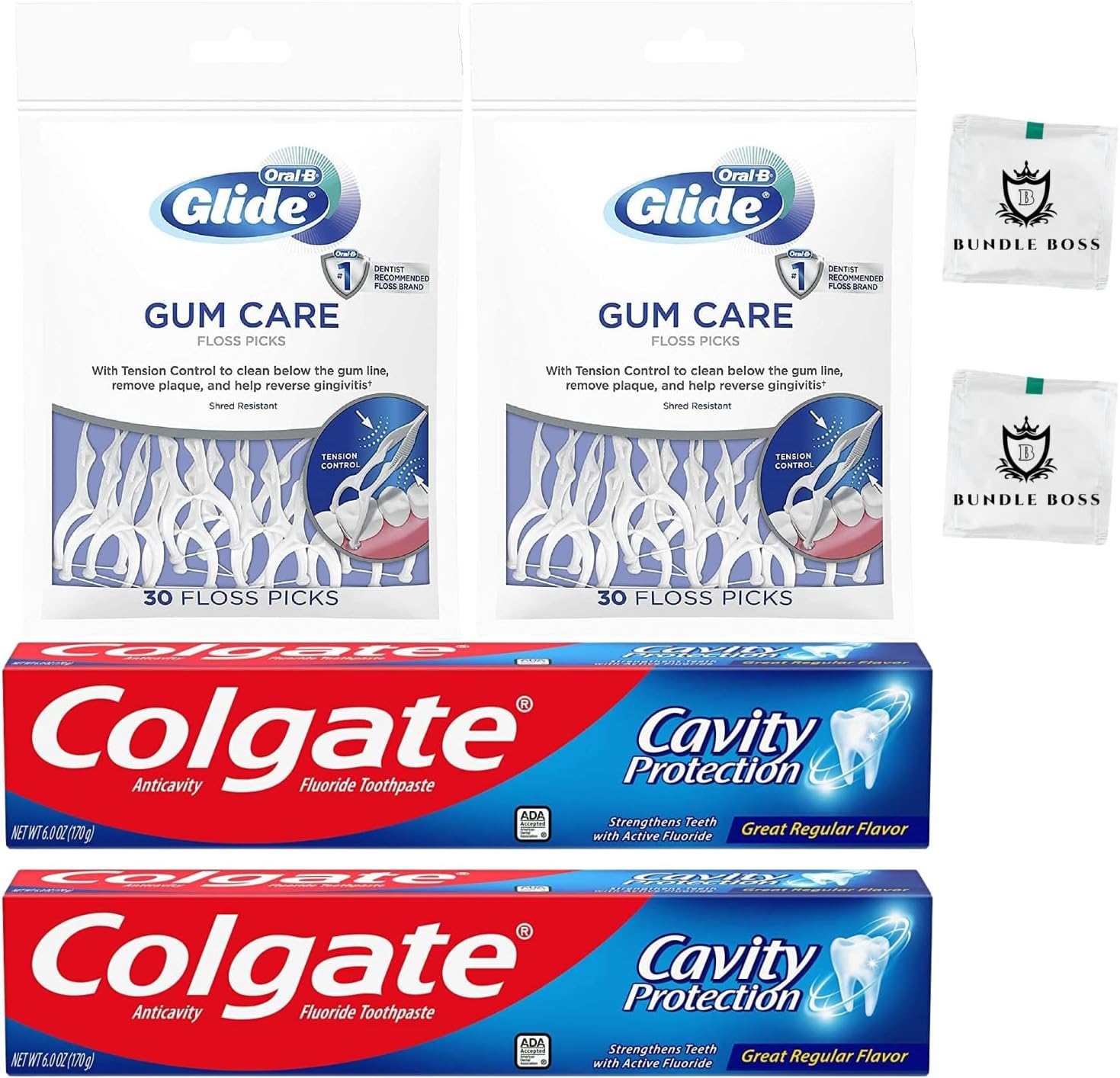 Cavity Protection – Pasta dental regular con flúor, pasta dental blanqueadora para una sonrisa saludable, 6 onzas (paquete de 2) + púas de hilo