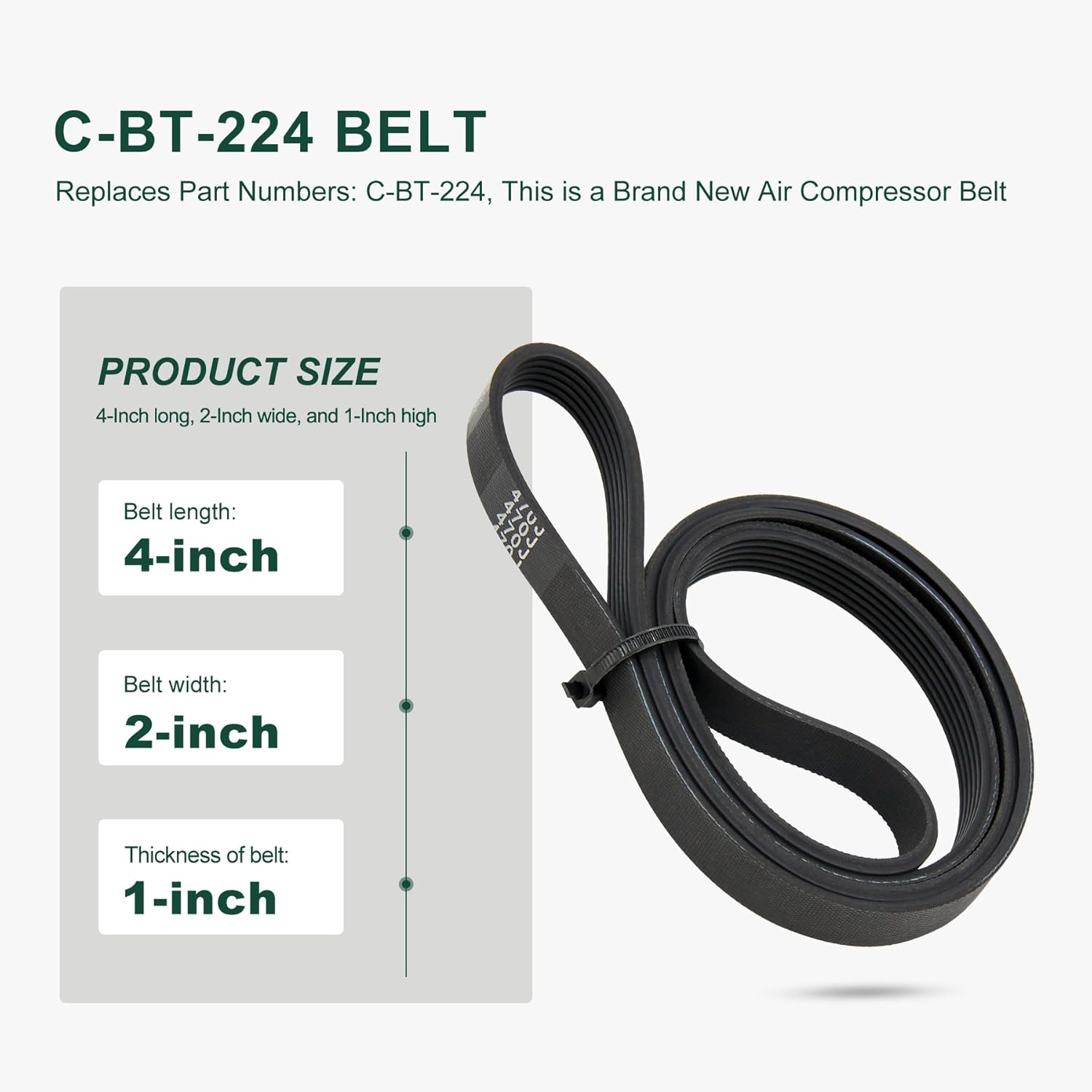 Paquete de 2 correas de compresor de aire C-BT-224 para Craftsman Porter Cable CPL55GH8W CPLC7060V, compatible con compresores Sears Craftsman