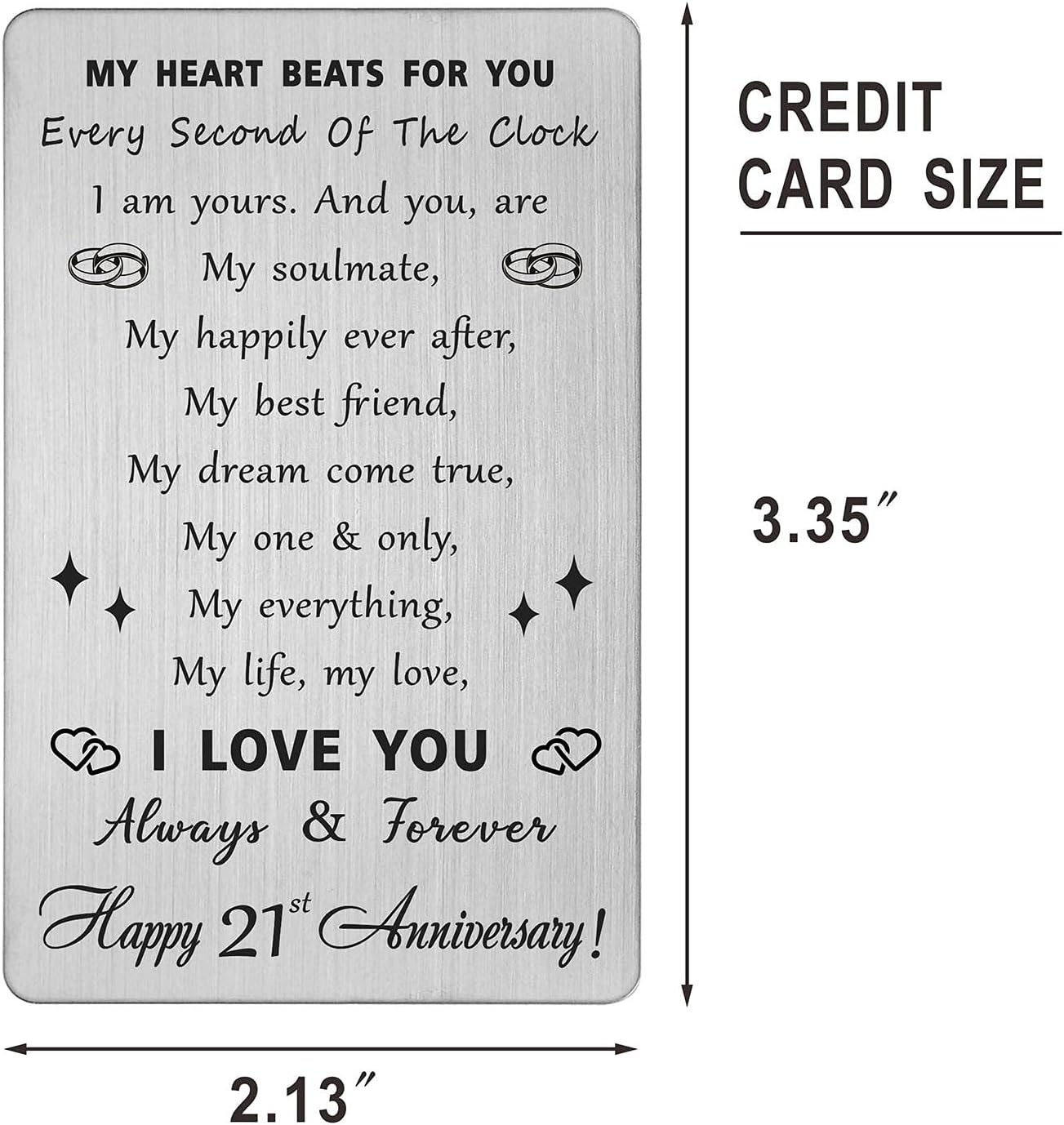 Tarjeta de 21 aniversario de regalo para hombres y mujeres, tarjeta de aniversario de 21, regalo de tarjeta de aniversario de 21 años para él y ella