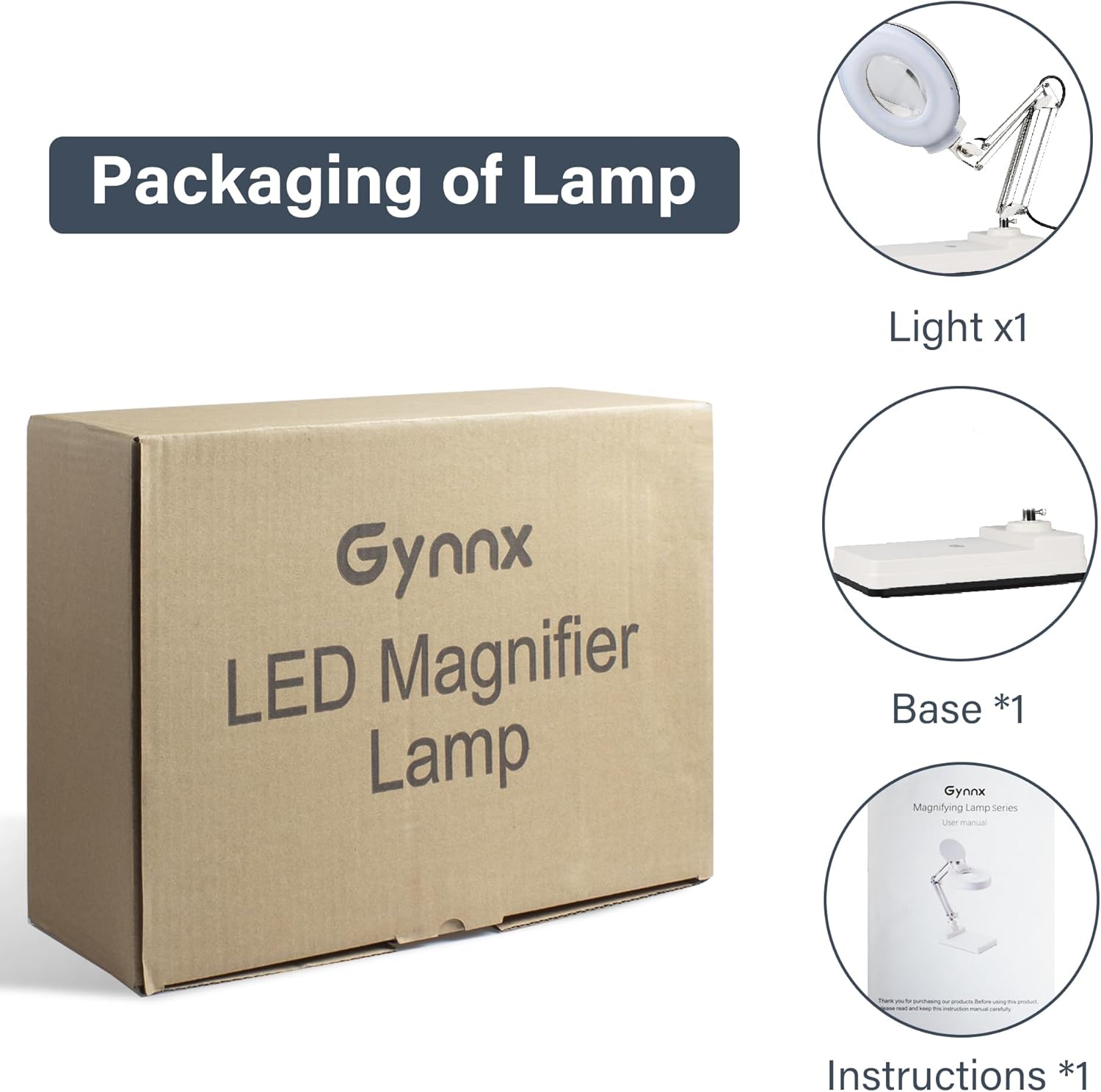 Gynnx Lámpara de aumento LED, lámpara de escritorio con lupa regulable 10X, lente de lupa de 5 pulgadas con 120 LED brillantes, base de soporte