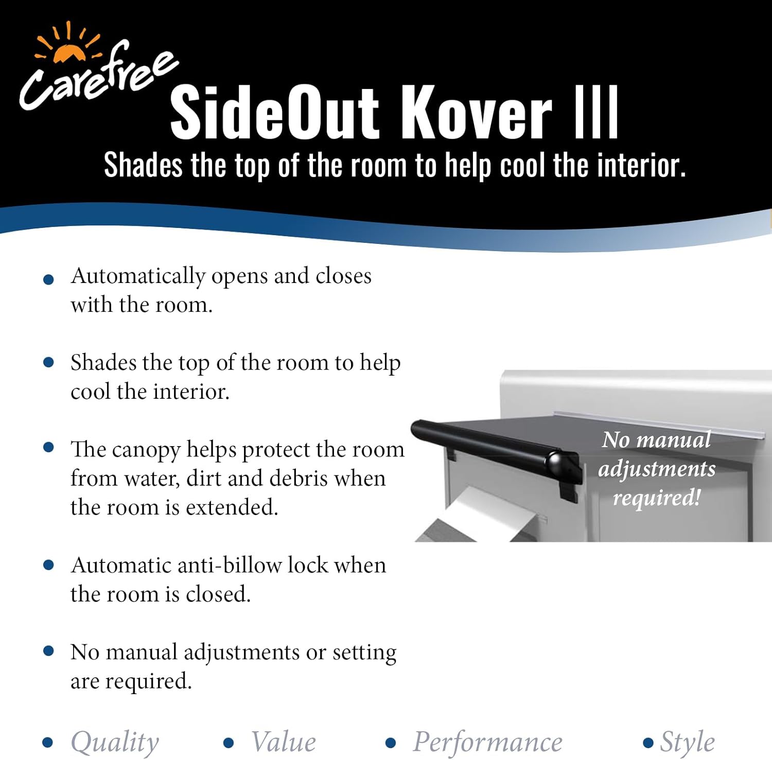 Carefree UP17362JV SideOut Kover III – Toldo deslizante negro de 170 a 173 pulgadas