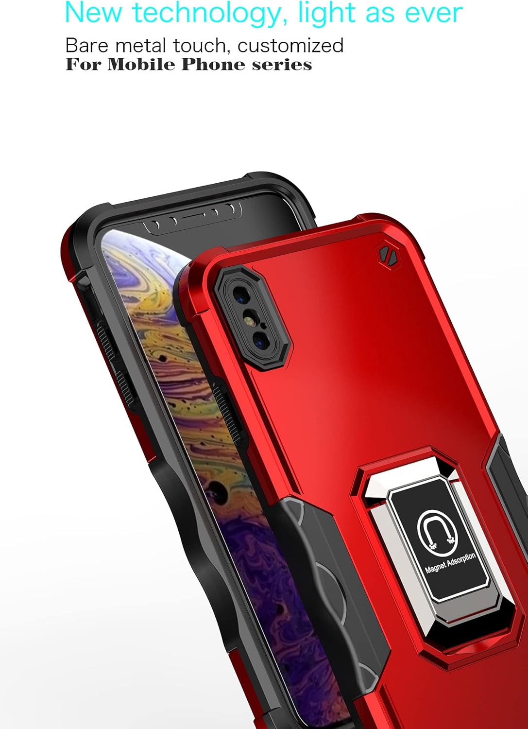 TORRTOWAY Funda para iPhone Xs Max, soporte magnético integrado para automóvil, a prueba de golpes, funda protectora para iPhone Xs Max (rosa)