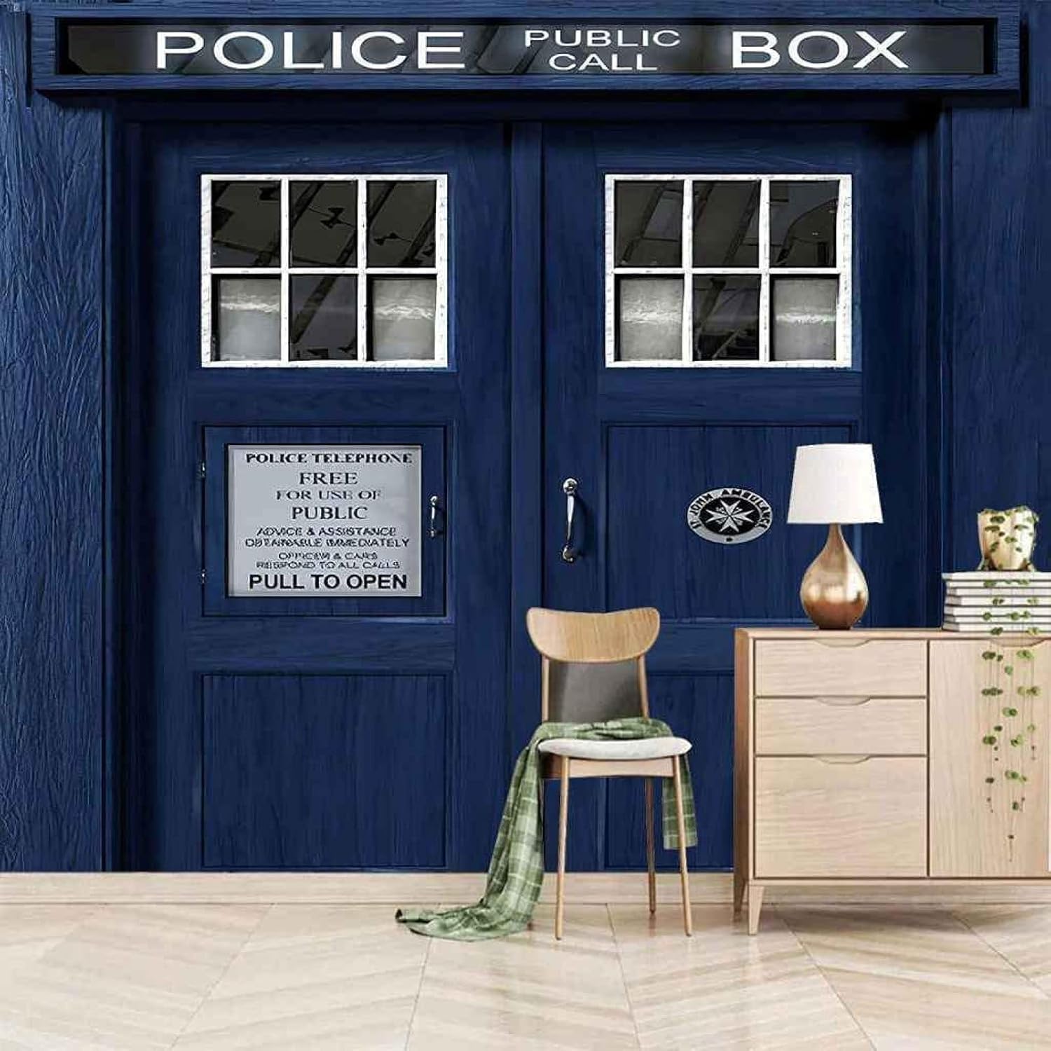 Papel tapiz retro para cabina telefónica, mural de pared 3D con puerta de madera, papel tapiz extraíble para decorar muebles, dormitorio, sala de