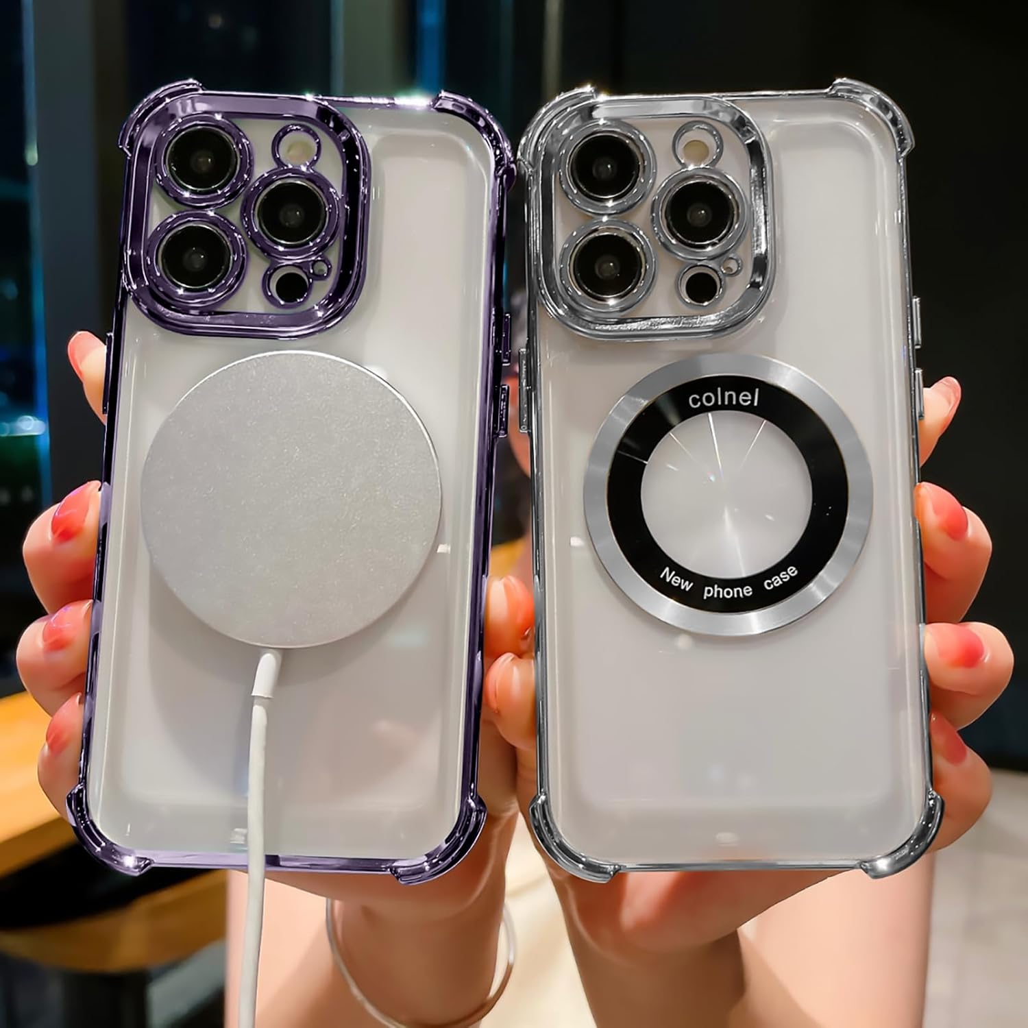 Eiyikof Funda magnética transparente para iPhone 13 Pro Max, protección de lujo brillante en las cuatro esquinas, a prueba de golpes, de grado