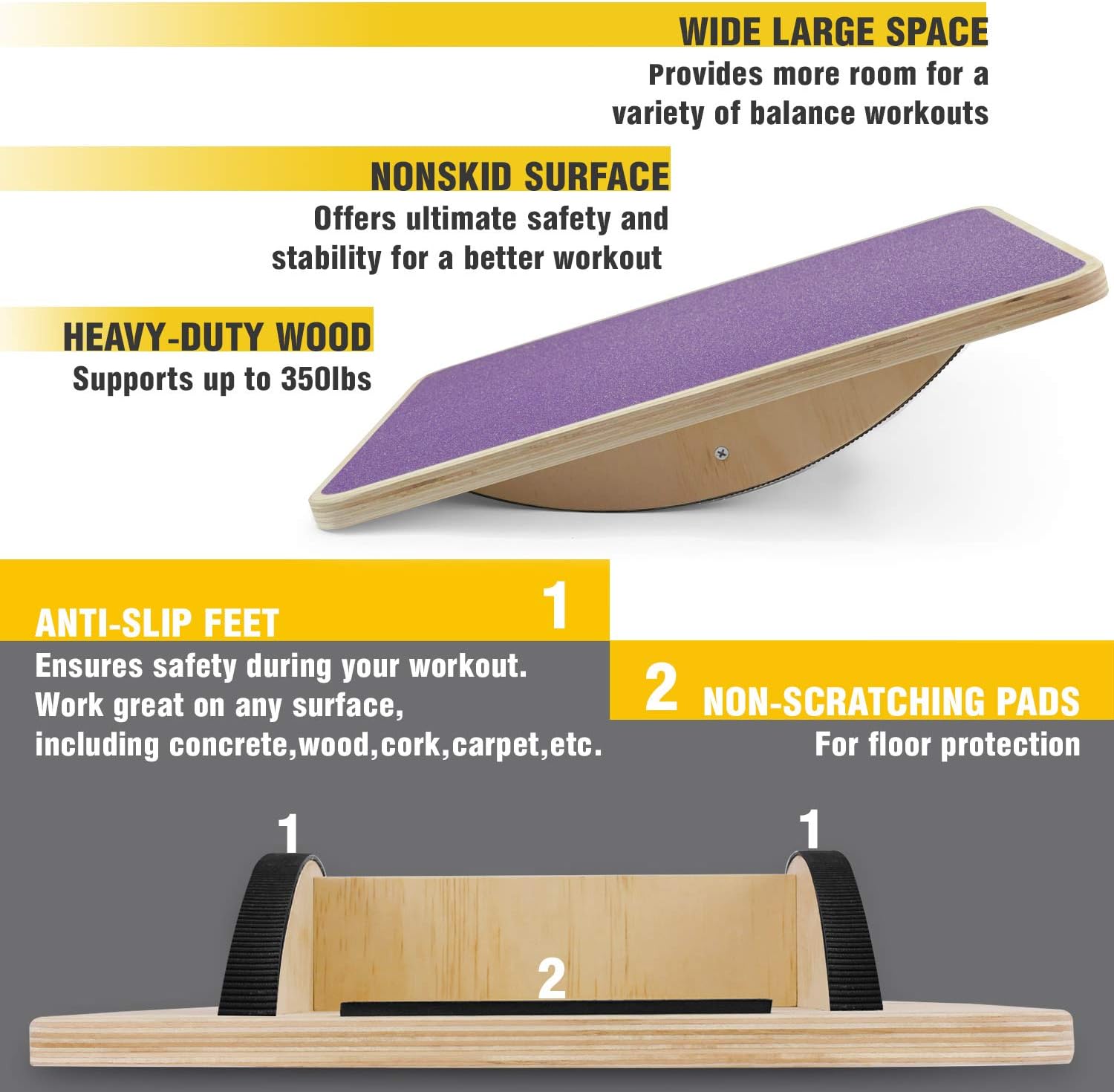 Yes4All Tabla de equilibrio basculante profesional de 350 libras para terapia física, tabla basculante de 17.5 pulgadas, tabla de equilibrio de