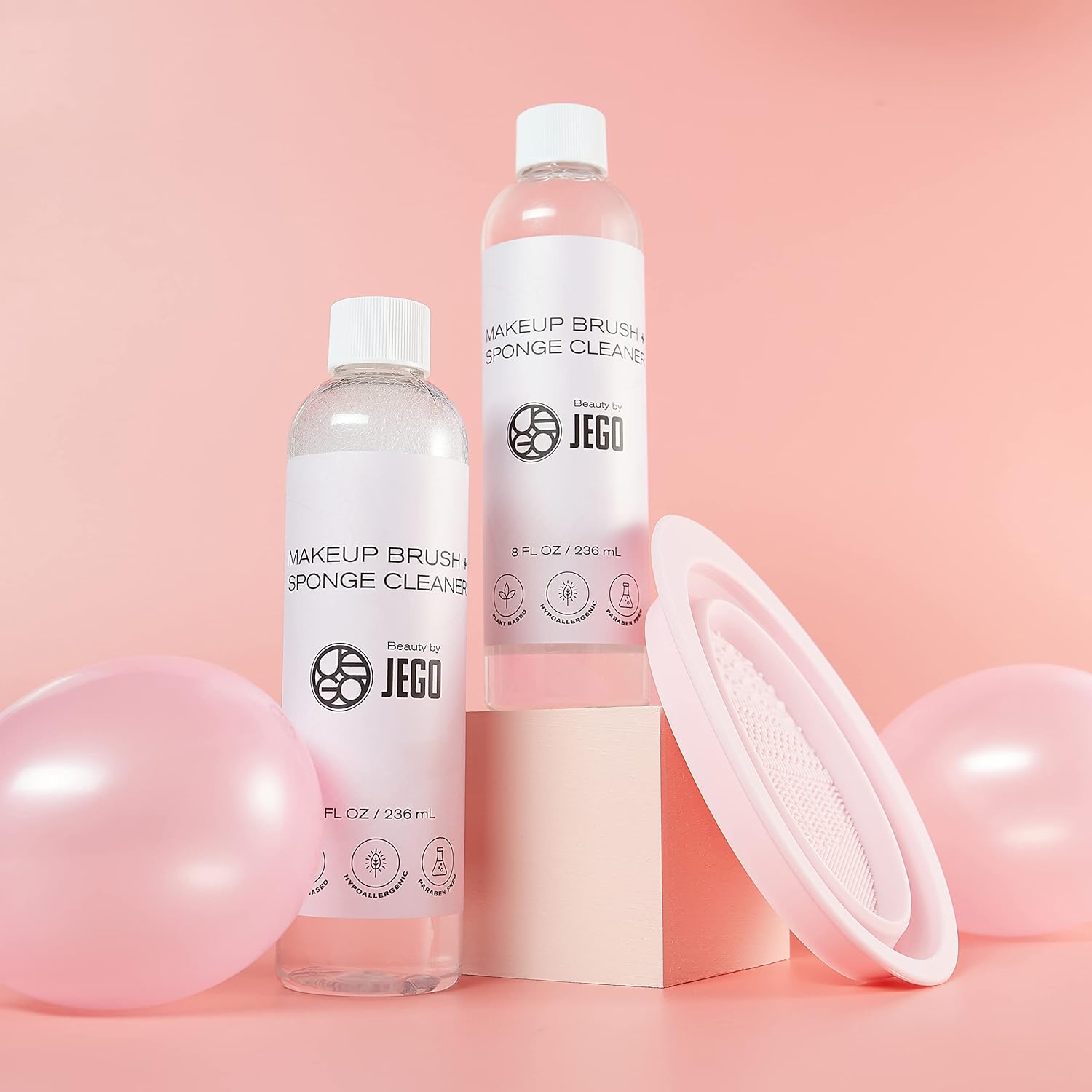 JEGO Solución limpiadora de brochas de maquillaje, limpiador de esponjas, limpiador líquido para brochas de maquillaje, solución hipoalergénica y a