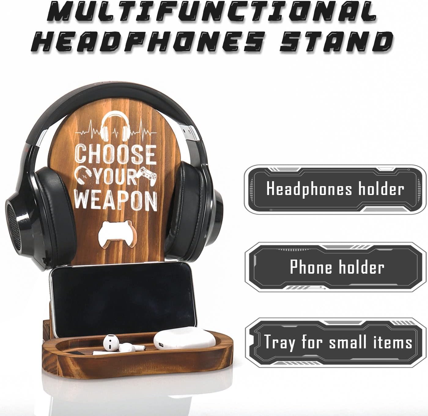 Regalos para jugadores adolescentes, soporte de auriculares para hombres, decoración de escritorio de sala de juegos, soporte de auriculares de