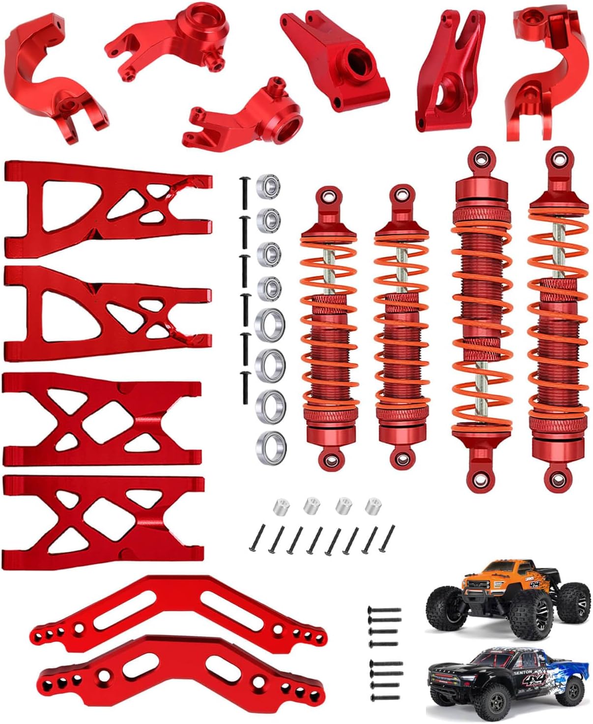 Pieza de mejoras para 110 Arrma VorteksGranitoSenton 4×4 3S Blx Mega 550, amortiguadores RC, torre de choque, brazo de suspensión delantero y