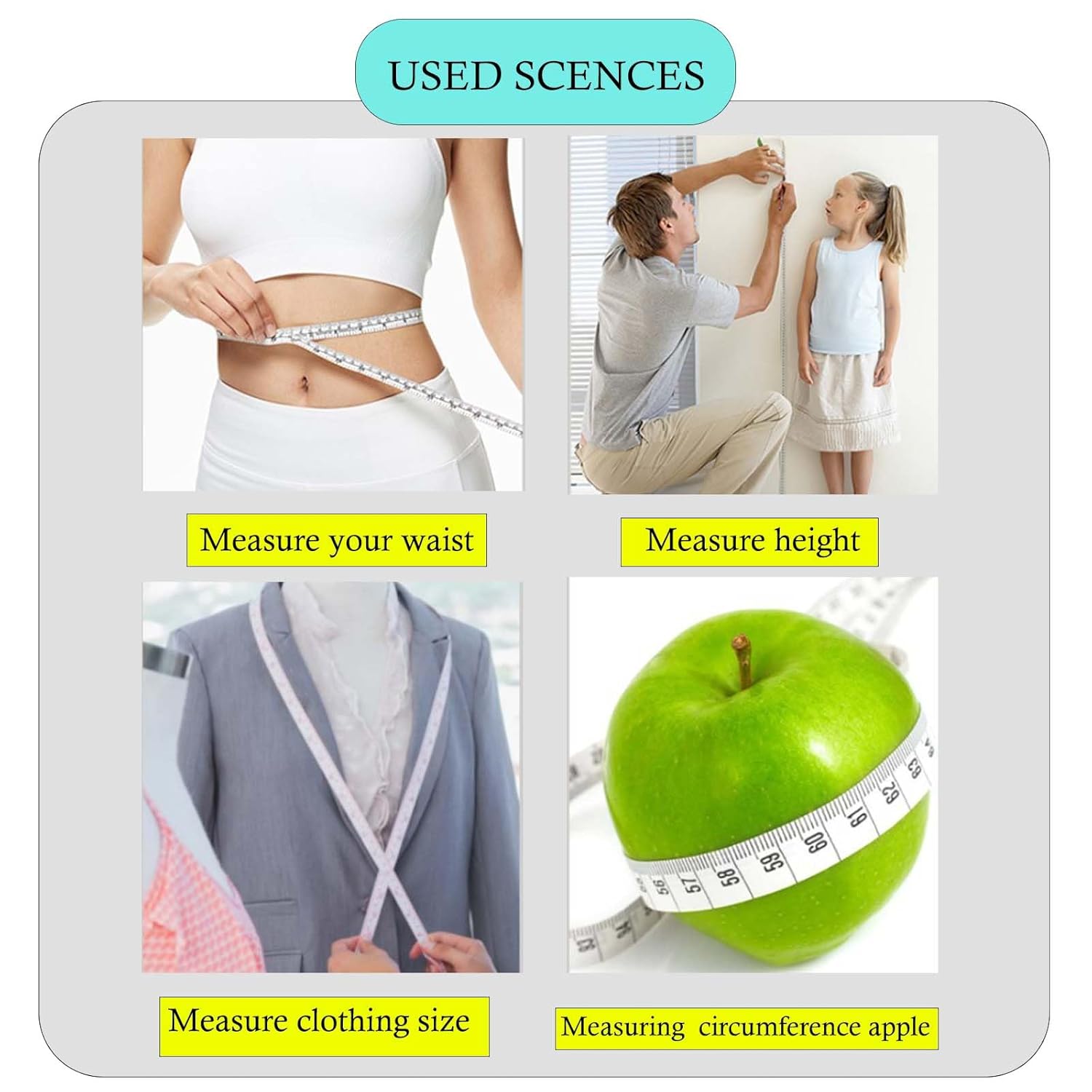 2Pcs Tape Measure Measuring Tape for Body, 120-Inch Double Scale Sewing Flexible Ruler for Weight Loss Body Measurement Tailor Craft Vinyl Body