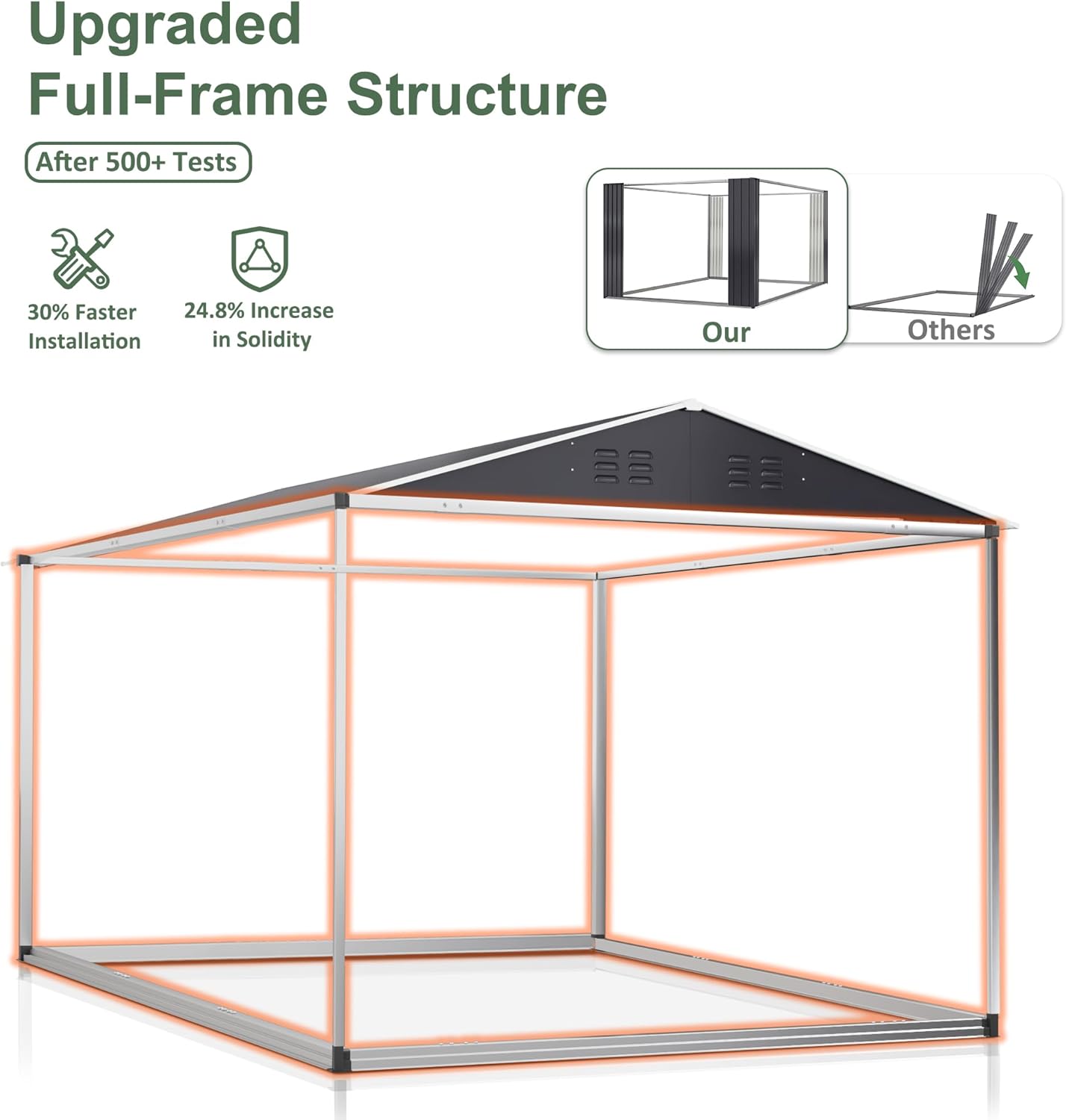 Cobertizo de almacenamiento para exteriores de 5.6 x 8 pies, cobertizo de jardín de metal con estructura de marco actualizada y puertas con