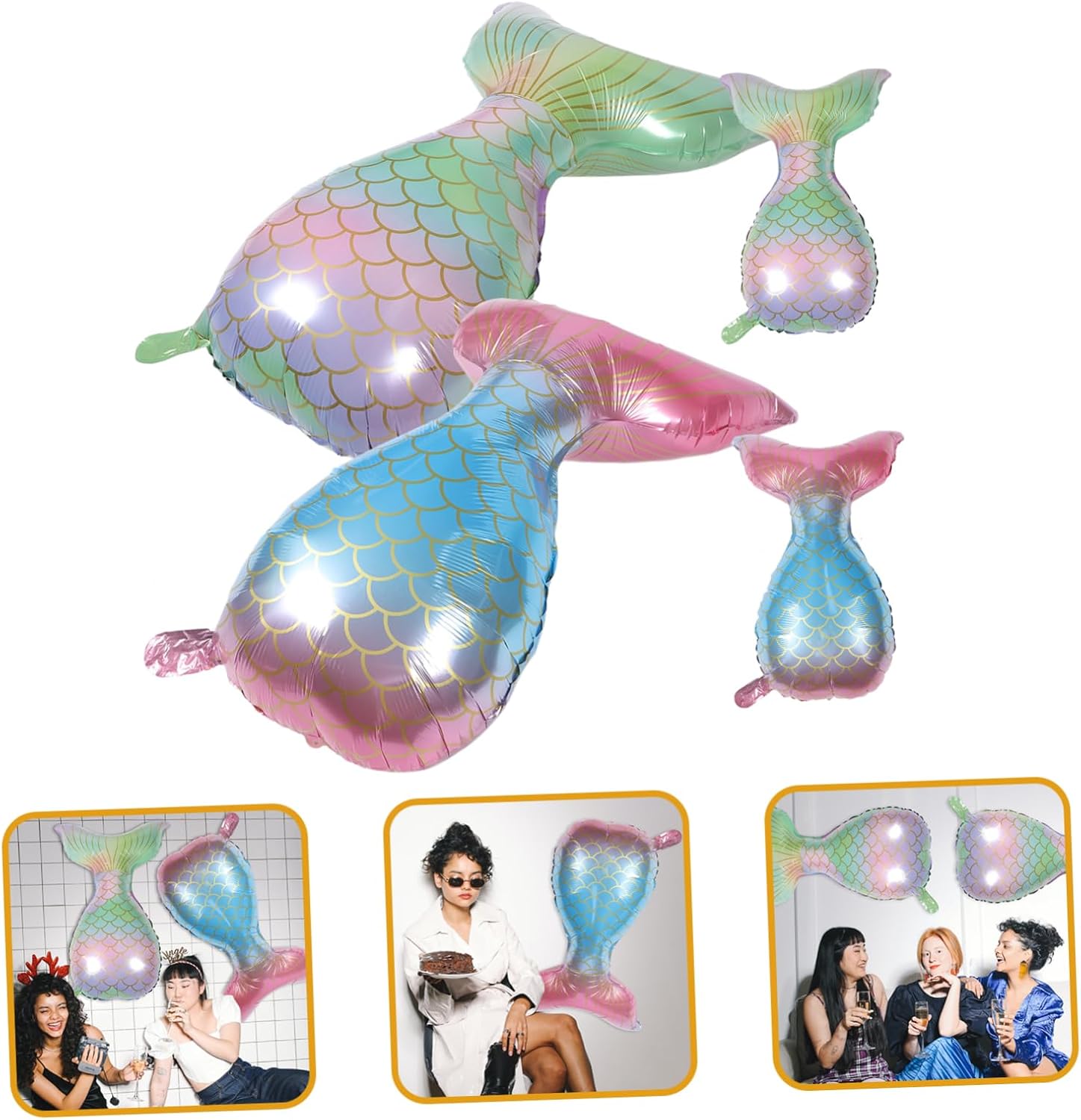 Abaodam 8 Pcs Foil Balloons Baby Balloon Mermaid Party Balloon Film Party Balloon Ocean Decor Fishtail Balloon Lovely Balloon Fishtail Aluminium