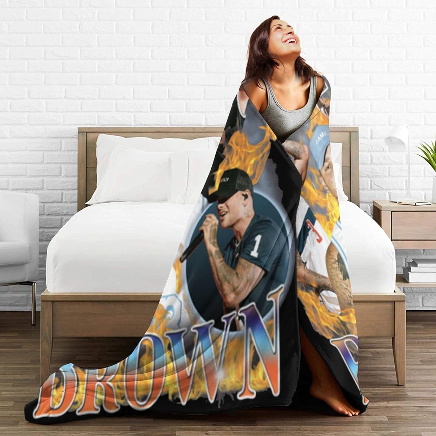 Kane Music – Manta de franela de vellón marrón para todas las estaciones, cálida, ultrasuave, manta casual para cama, sofá, cama, sofá o dormitorio,