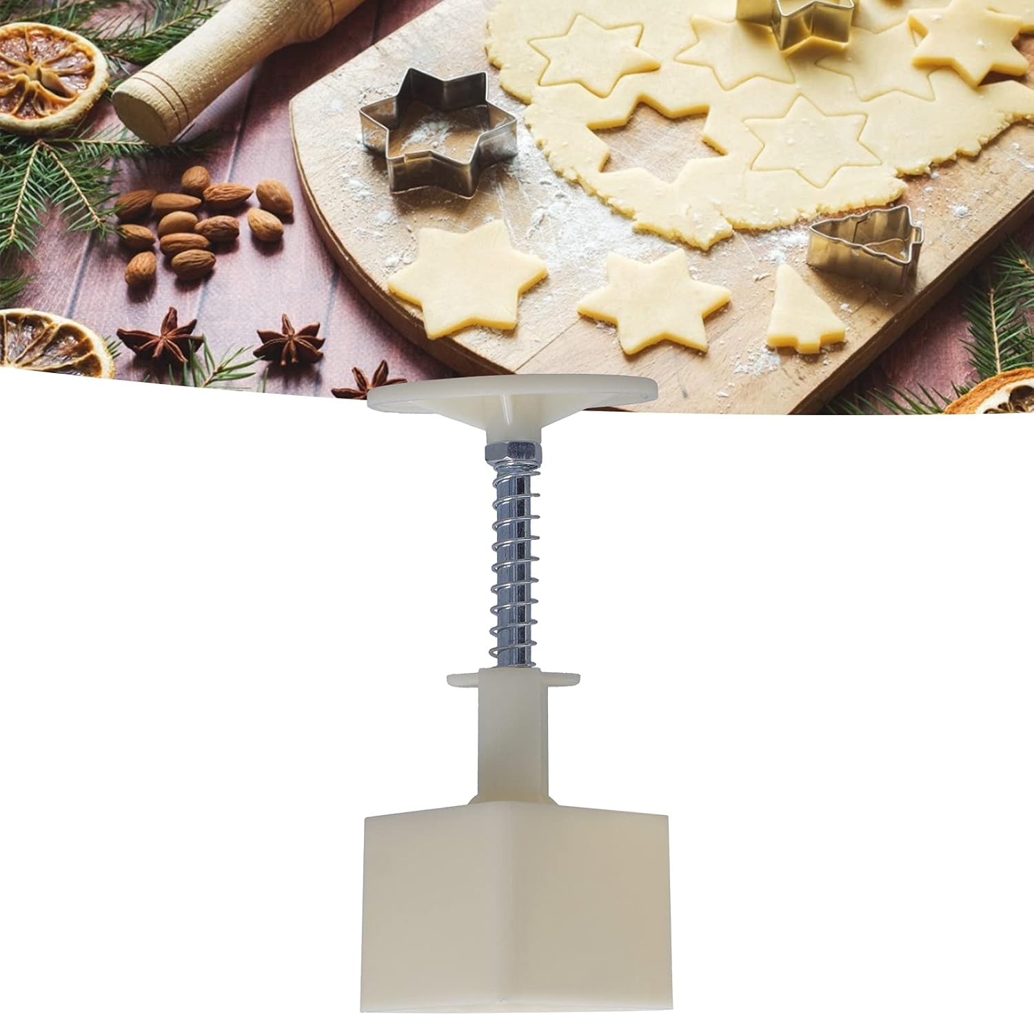 1 juego de moldes triangulares para tartas de luna, fondant a presión de mano, postre y luna con sellos, herramienta de prensa de pastel de luna