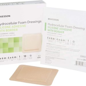 McKesson Apósitos de espuma hidrocelular, estéril, adhesivo de silicona con borde, dimensión 6 x 6 pulgadas, almohadilla de 4 x 4 pulgadas, 10 McKesson Apósitos de espuma hidrocelular, estéril, adhesivo de silicona con borde, dimensión 6 x 6 pulgadas, almohadilla de 4 x 4 pulgadas, 10