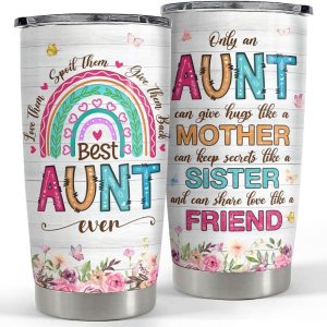 SANDJEST Vaso térmico de acero inoxidable con aislamiento térmico de 20 onzas para tía, regalo para tía, regalo para cumpleaños, Navidad SANDJEST Vaso térmico de acero inoxidable con aislamiento térmico de 20 onzas para tía, regalo para tía, regalo para cumpleaños, Navidad