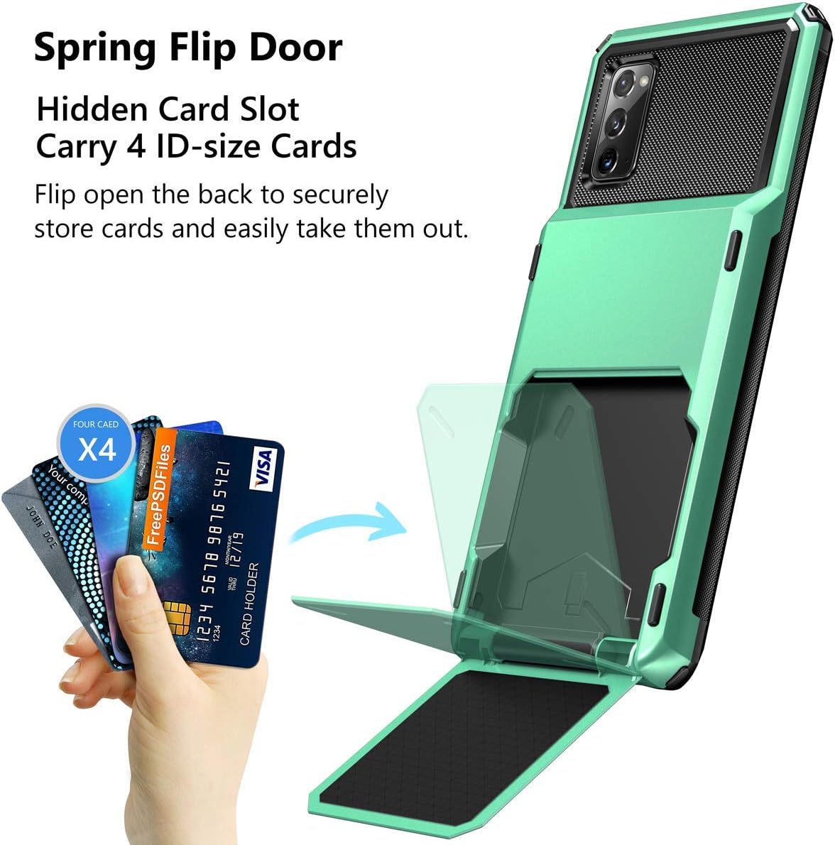Vofolen Funda para Galaxy Note 20 5G Wallet 4-Card Flip Cover Soporte para tarjeta de crédito Ranura de identificación Bolsillo oculto de doble capa