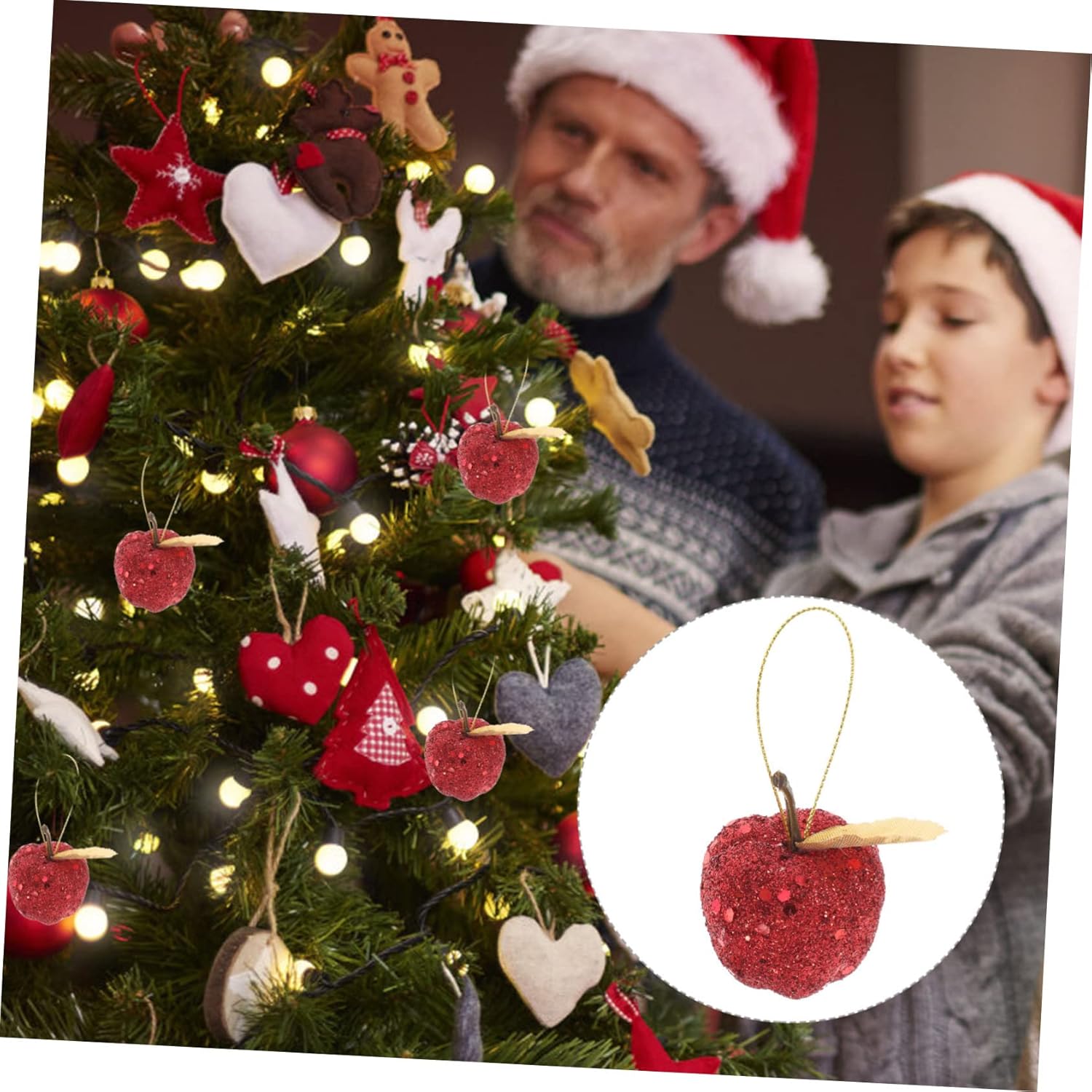 IMIKEYA 100 piezas de bolas de espuma de lentejuelas con purpurina para decoración de Navidad, manzana, árbol de Navidad, árbol de Navidad, bosque,