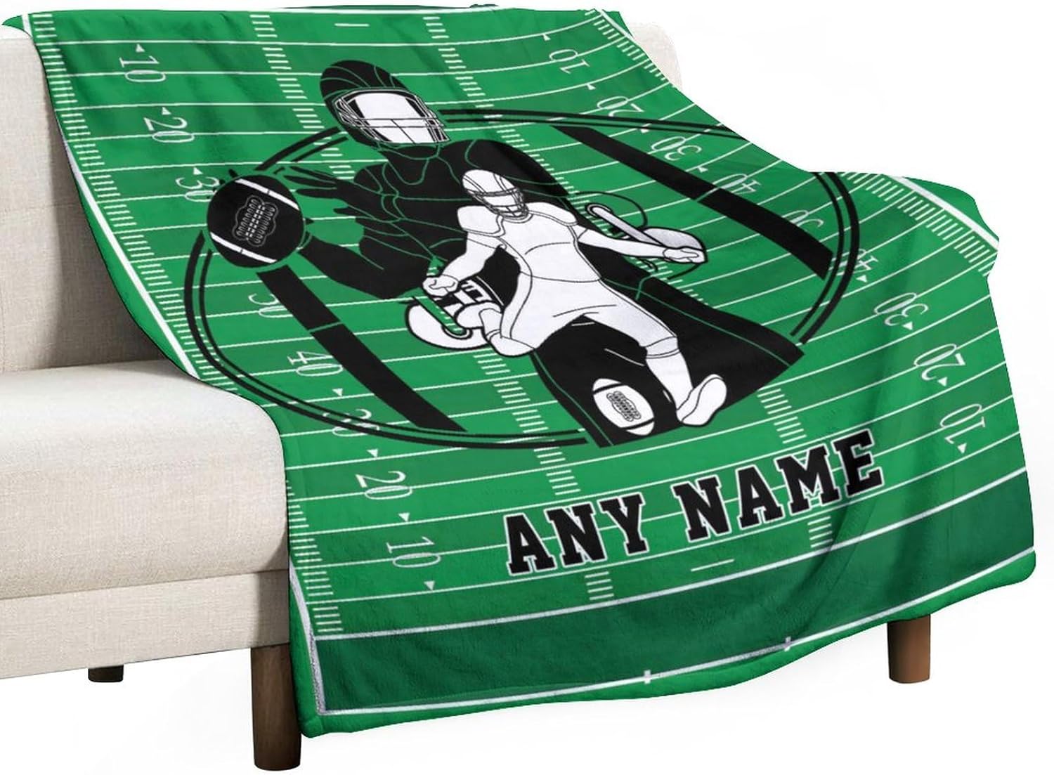 Oplamigy Manta de fútbol personalizada para niños y adultos, manta personalizada con nombre para niños y niñas, manta personalizada con nombre, 60 x