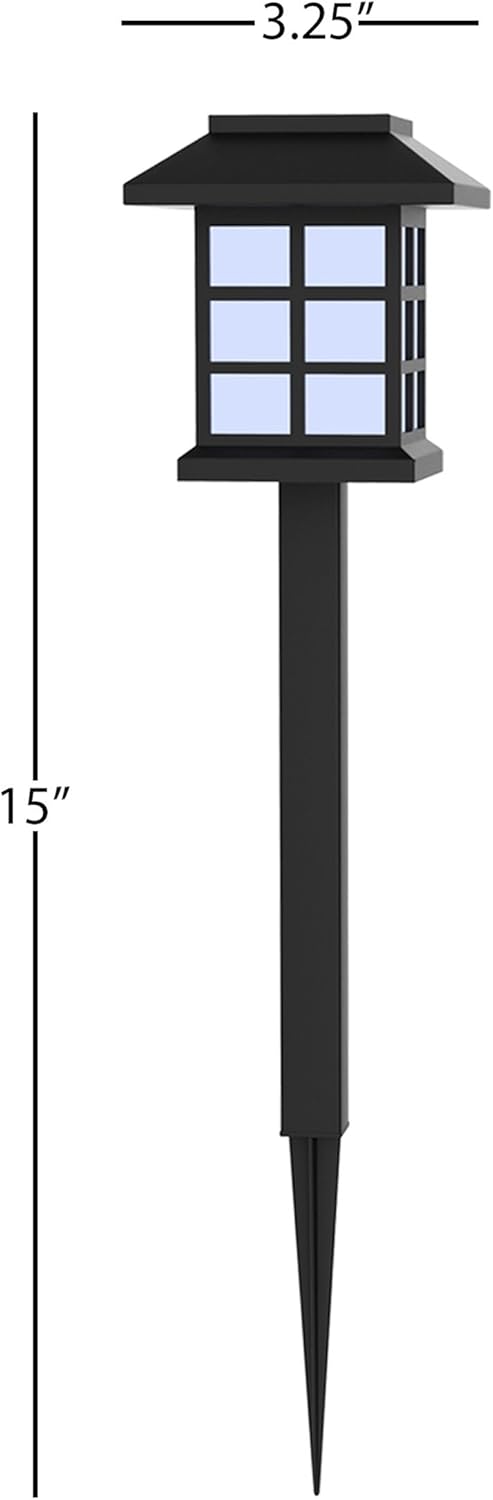 Pure Garden Luces solares (juego de 6) – Lámpara LED para exteriores, para jardines, caminos y patios, color negro, 15 pulgadas de alto x 3.25