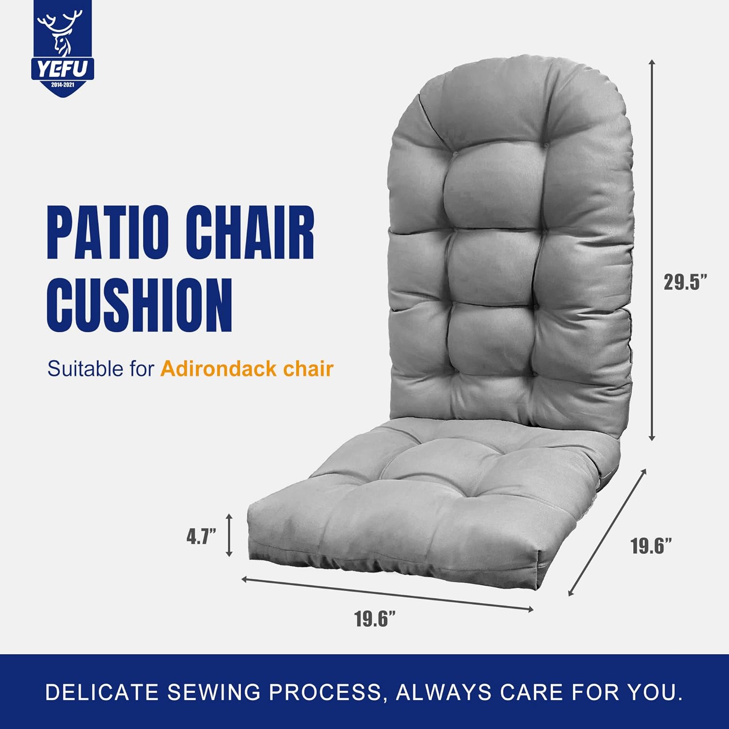 YEFU Adirondack – Juego de 4 cojines para silla mecedora, con respaldo alto, almohadillas gruesas para sillas de patio para interiores y exteriores,