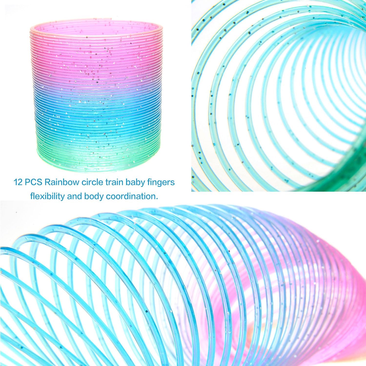 PowerTRC Paquete surtido de resortes mágicos arcoíris de 2.5 pulgadas, resortes coloridos vibrantes para entretenimiento sin fin, recuerdos
