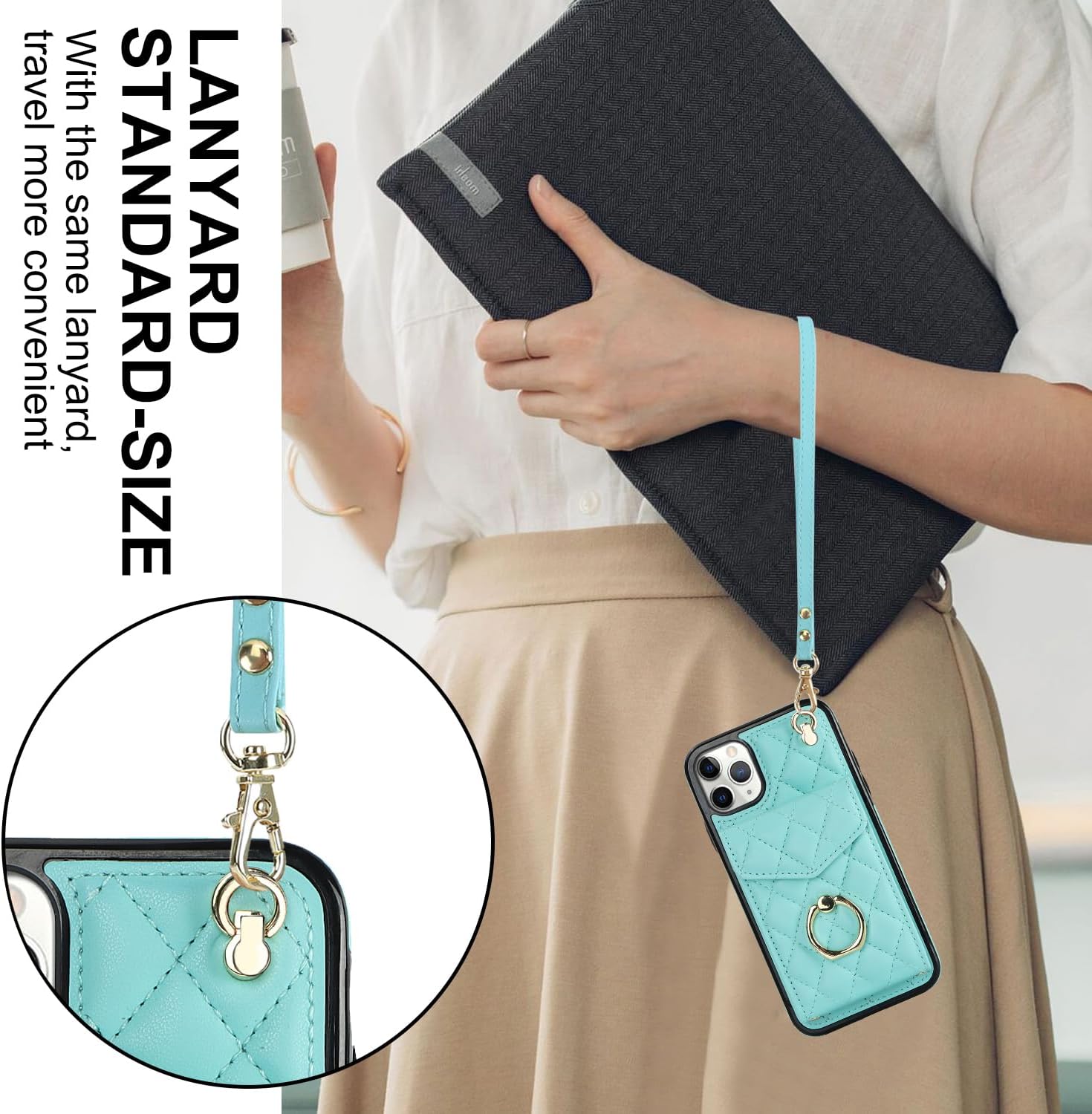 Asuwish Funda de teléfono para iPhone 11 Pro Max 6.5, funda tipo cartera con protector de pantalla de vidrio templado y correa cruzada para la