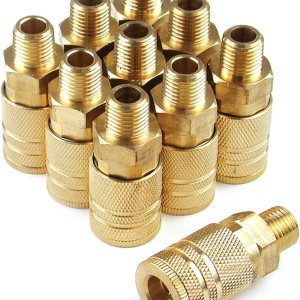 Primefit IC1414MB6-B10-P Paquete de contratista de acoplador industrial macho de latón de 6 bolas de 14 pulgadas, 10 piezas Primefit IC1414MB6-B10-P Paquete de contratista de acoplador industrial macho de latón de 6 bolas de 14 pulgadas, 10 piezas