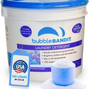 Bubble Bandit Detergente en polvo para ropa con fosfato, para todas las máquinas, aroma fresco y limpio, sin desorden, cubo y cuchara reutilizable, Bubble Bandit Detergente en polvo para ropa con fosfato, para todas las máquinas, aroma fresco y limpio, sin desorden, cubo y cuchara reutilizable,