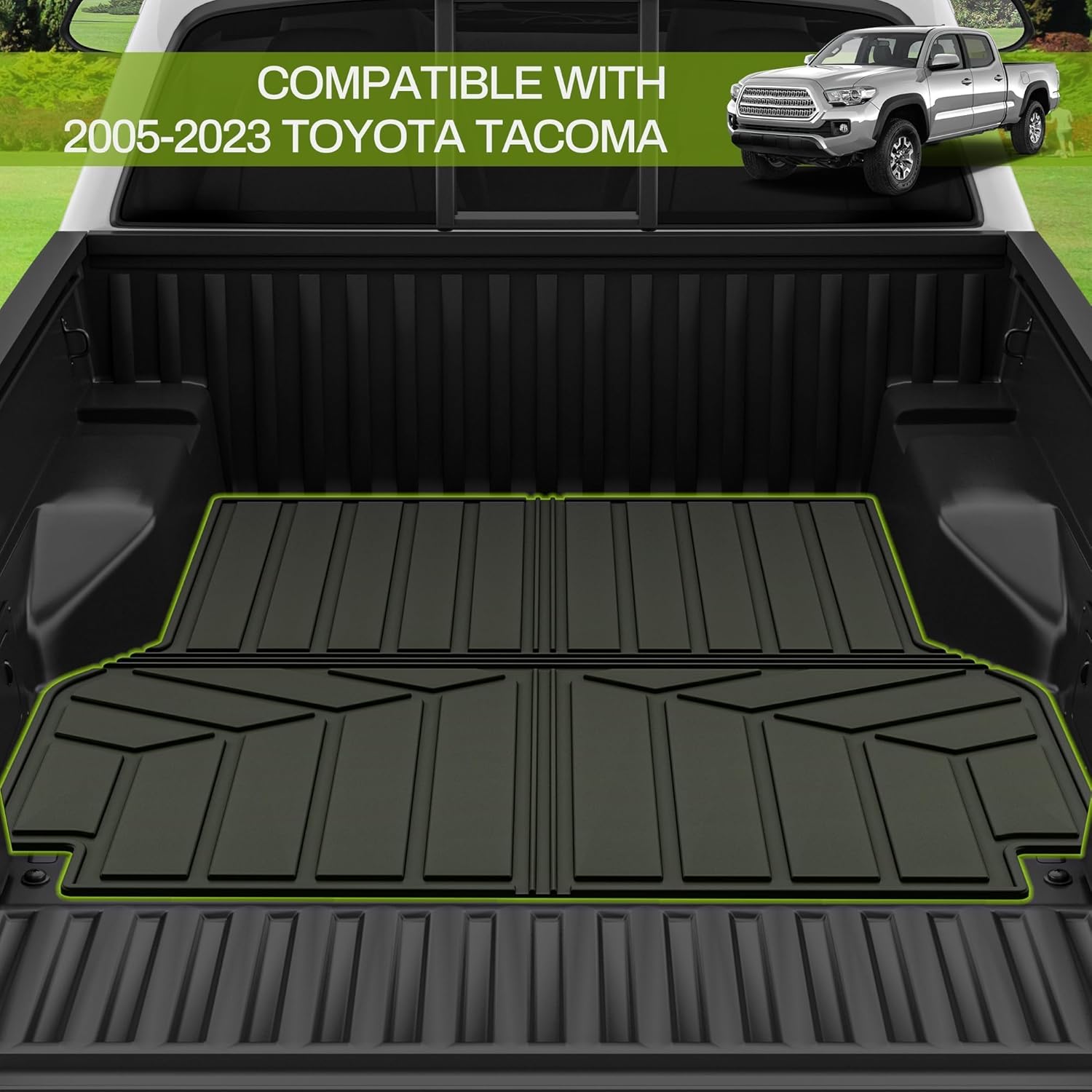 AUTOSAVER88 Tapete TPE para caja de camioneta Toyota Tacoma 2005-2023 con cama corta de 5 pies de 4 puertas, accesorios de Tacoma, tapete resistente