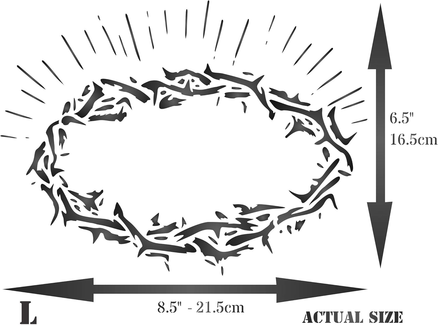 Plantilla de corona de espinas, 8.5 x 6.5 pulgadas de largo, corona de Jesús trenzada religiosa