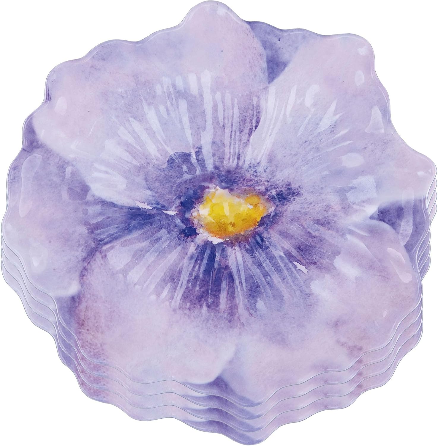 UP ware – Platos de postre de melamina lavanda, platos pequeños en forma de flores, para aperitivos, aperitivos y guarniciones, morado, 7.5 x 7