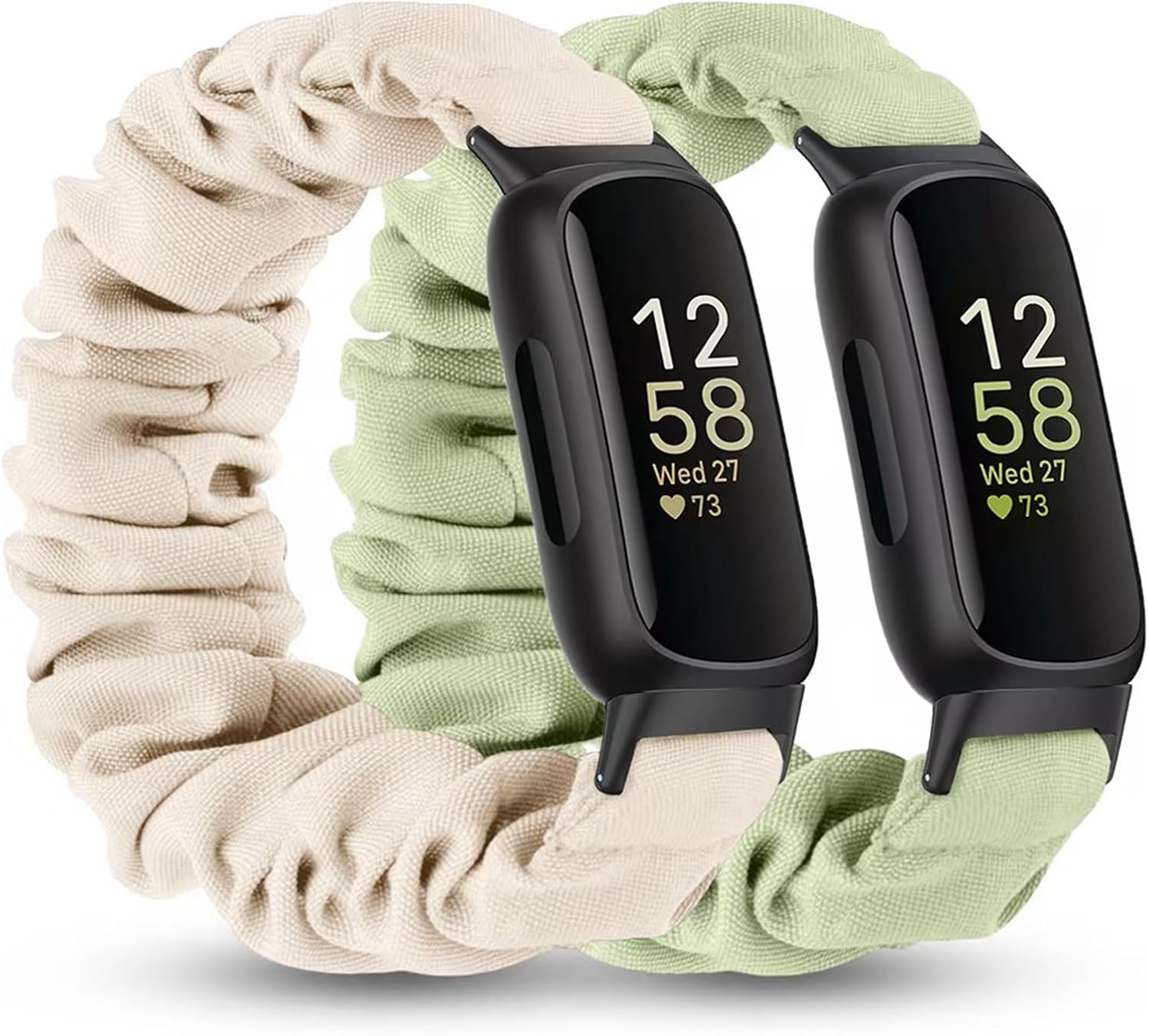 2 Pack Compatible with Fitbit Inspire 3 Bands for Women Men, Scrunchie Stretchy Strap Cute Elastic Sport Replacement Fabric Cloth Wristband for