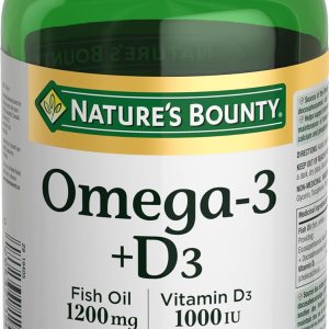 Nature’s Bounty Aceite de pescado Omega-3 + D3 1200 mg  Vitamina D3 1000IU 90 cápsulas blandas Nature’s Bounty Aceite de pescado Omega-3 + D3 1200 mg  Vitamina D3 1000IU 90 cápsulas blandas