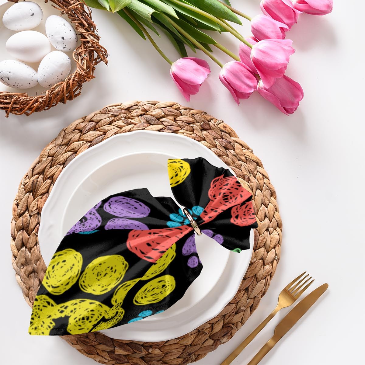 Cloth Napkins Set of 4 Colorful Dog Paw Print 20×20 Inch Cloth Napkins Cute Animal Paw Print Washable Reusable Kitchen Dinner Napkins Table Decor