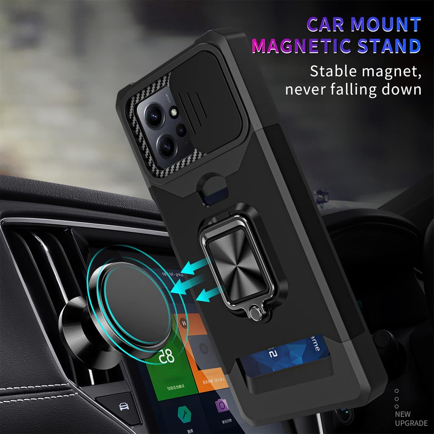Ysnzaq Funda para Xiaomi Redmi Note 12 4G con tarjetero y cámara deslizante (no 5G), cubierta protectora de grado militar a prueba de golpes para