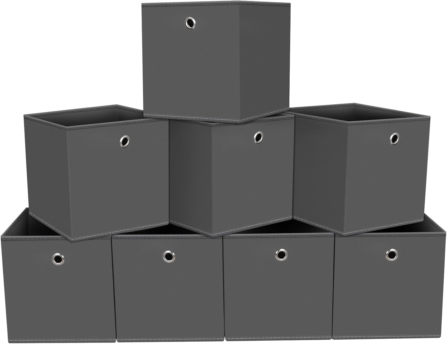 Contenedores de almacenamiento de tela negra, cestas de tela para organizar estantes, cubos plegables de 11 pulgadas con asas para el hogar,
