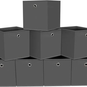 Contenedores de almacenamiento de tela negra, cestas de tela para organizar estantes, cubos plegables de 11 pulgadas con asas para el hogar, Contenedores de almacenamiento de tela negra, cestas de tela para organizar estantes, cubos plegables de 11 pulgadas con asas para el hogar,