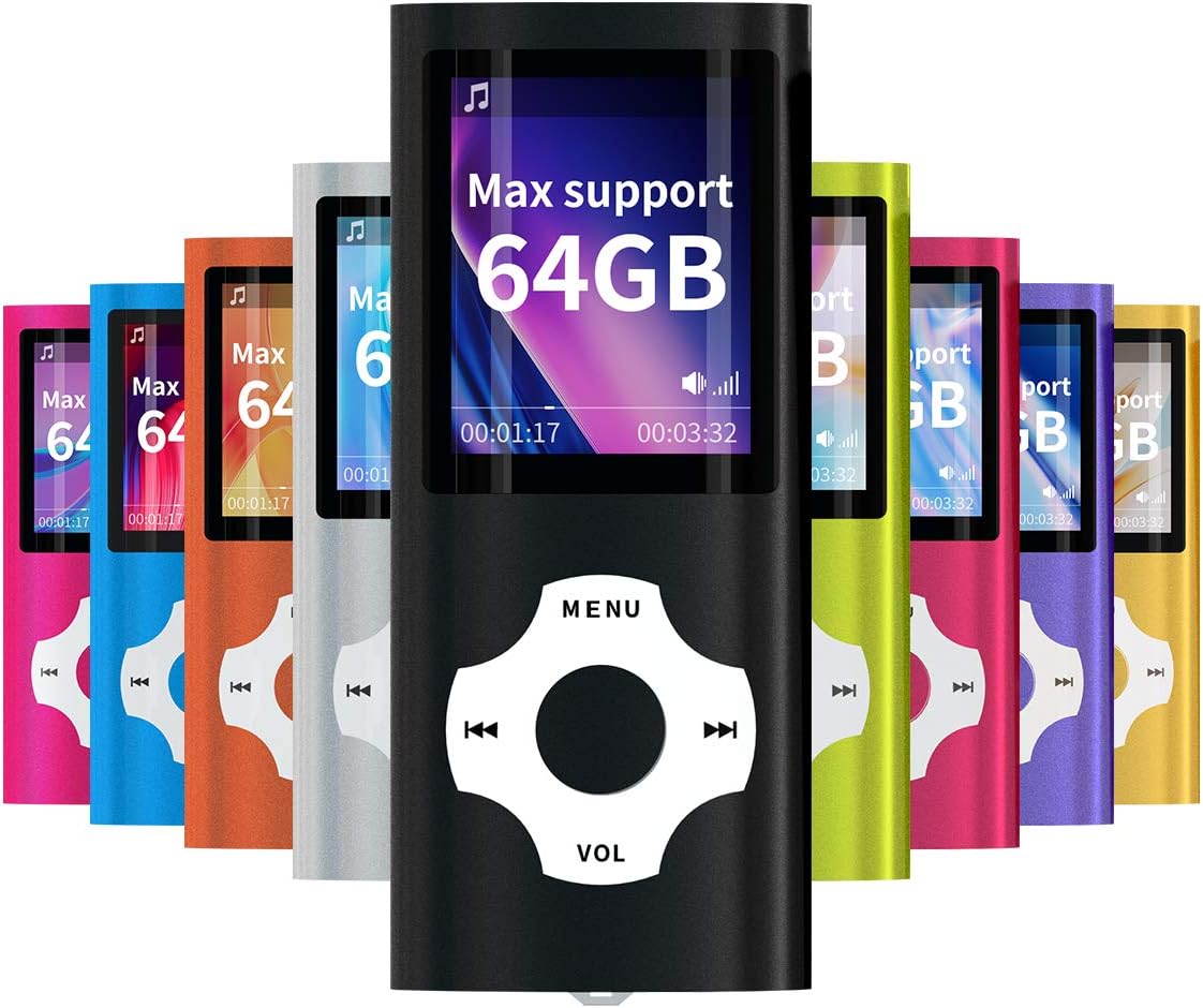 Reproductor de audio mymahdi Apoyo TF Tarjetas Slim 1.8 pulgadas LCD Reproductor de MP3MP4Mediamúsicareproductor de audio con accesorios negro
