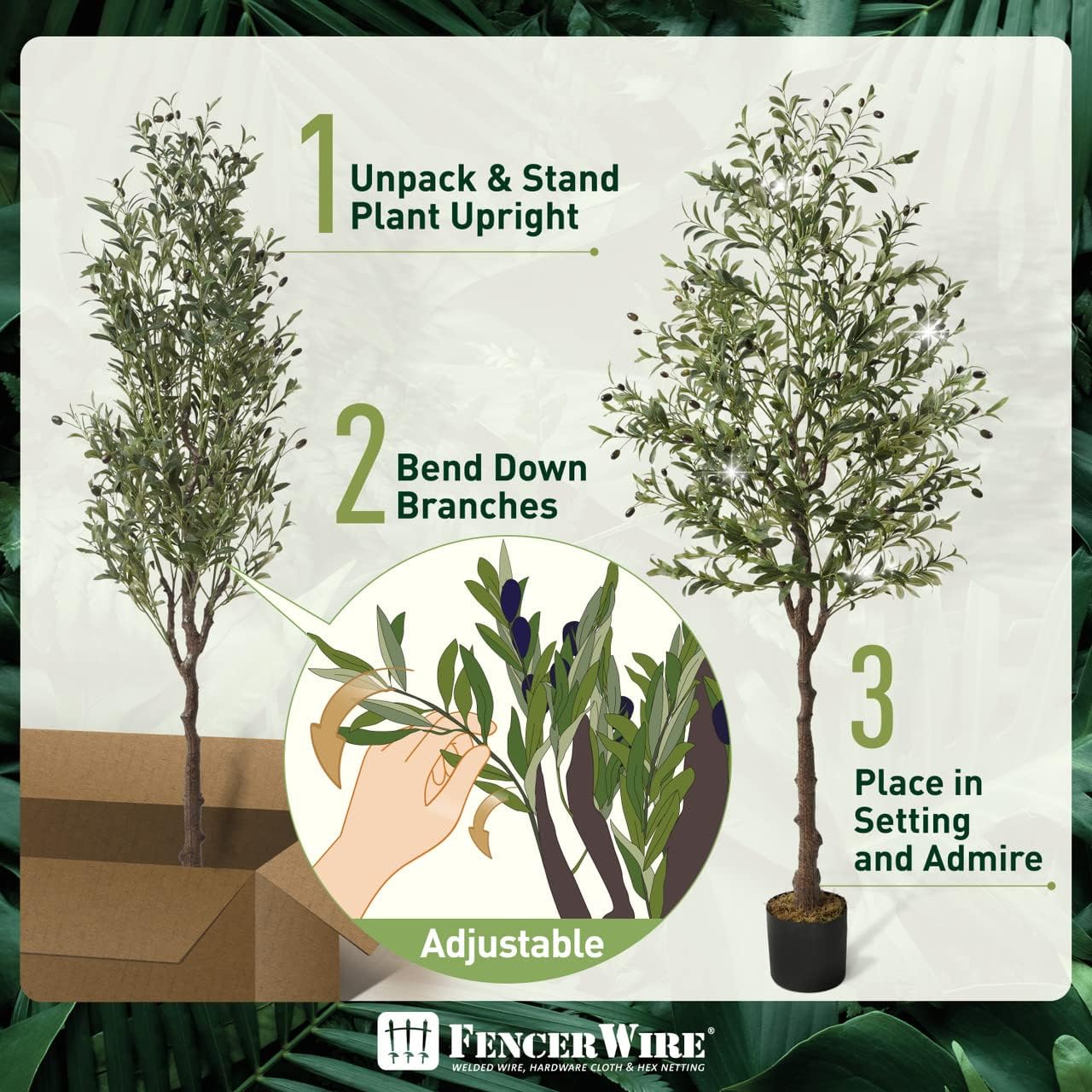 Fencer Wire Árbol topiario artificial en maceta, rama de olivo sintético y fruta, decoración moderna de planta sintética en maceta para interiores,