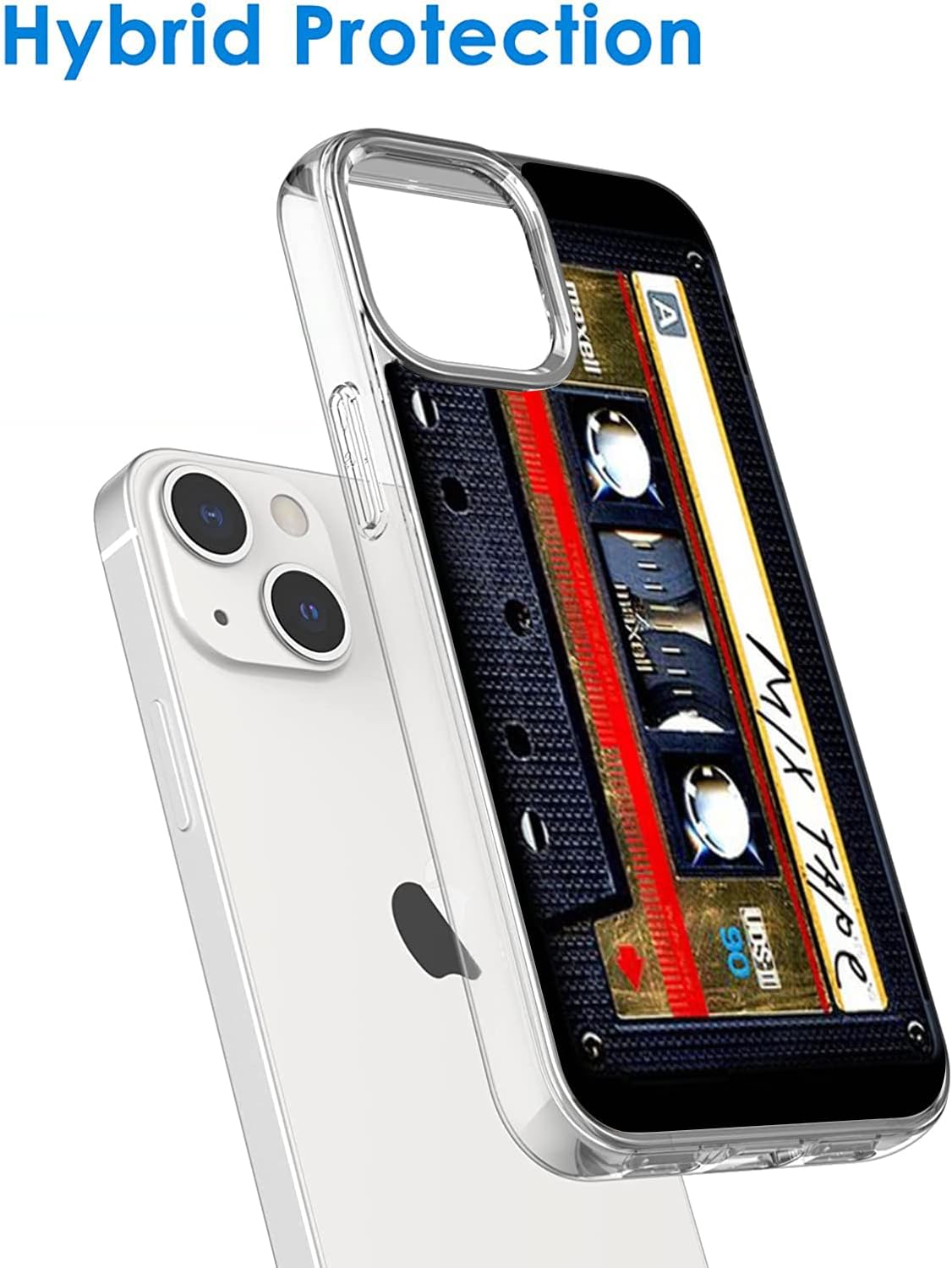 Funda compatible con iPhone 13 Pro Max, funda de cassette vintage Mixtape para teléfono, funda protectora a prueba de golpes, funda de TPU suave