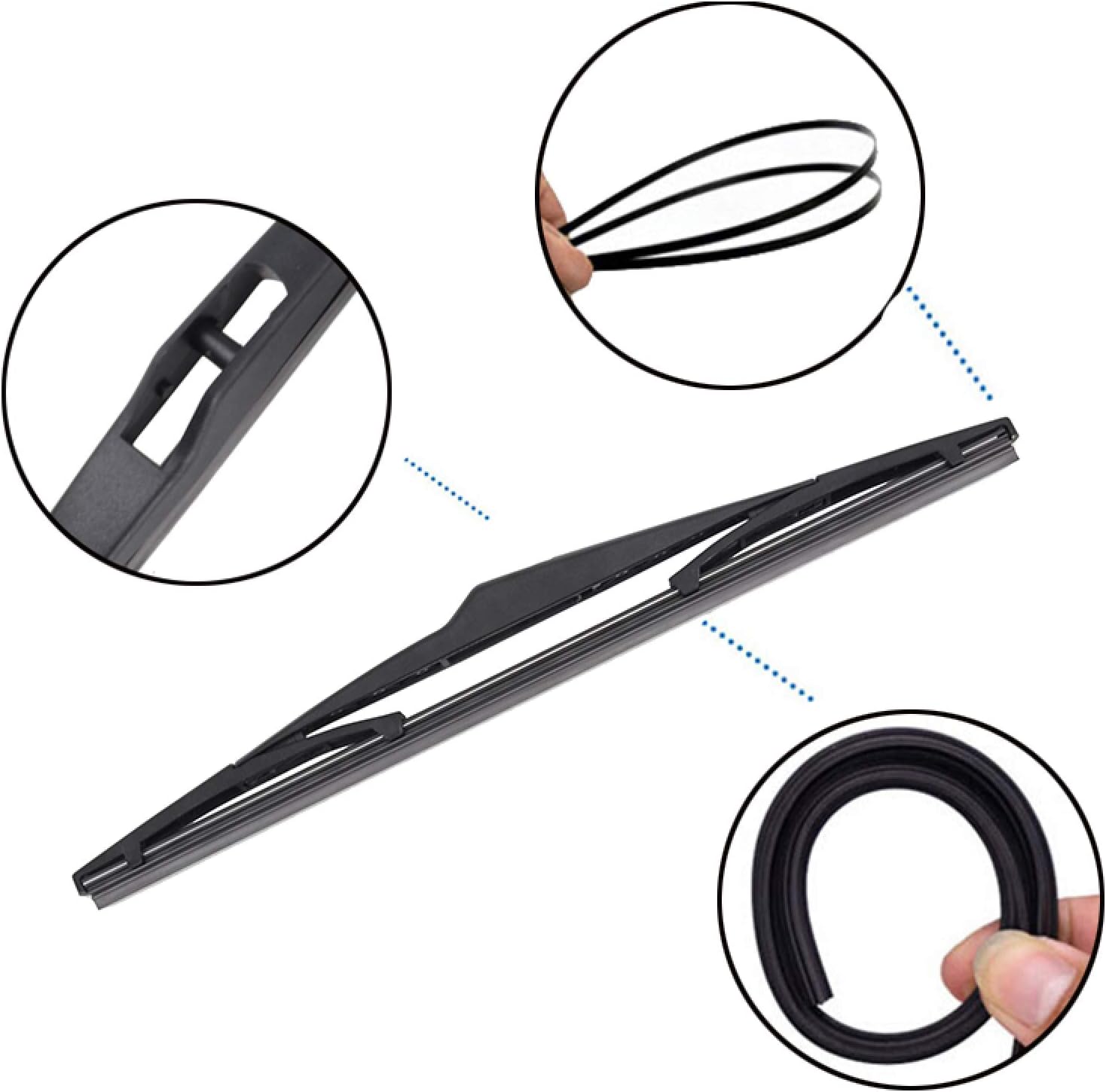 WouND Juego de limpiaparabrisas trasero, para Kia Ceed Pro Cee’d SW MK 1 Hatchback 2006-2012 para todas las estaciones de goma natural