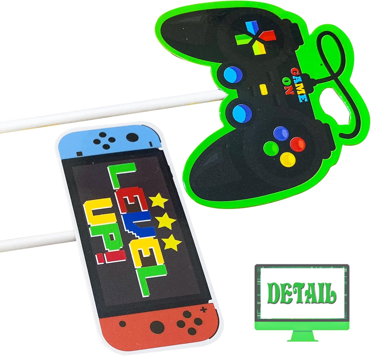36 piezas de decoración de cupcakes para fiesta de videojuegos, consola de juegos, decoración de fiesta de cumpleaños, decoración de pastel para